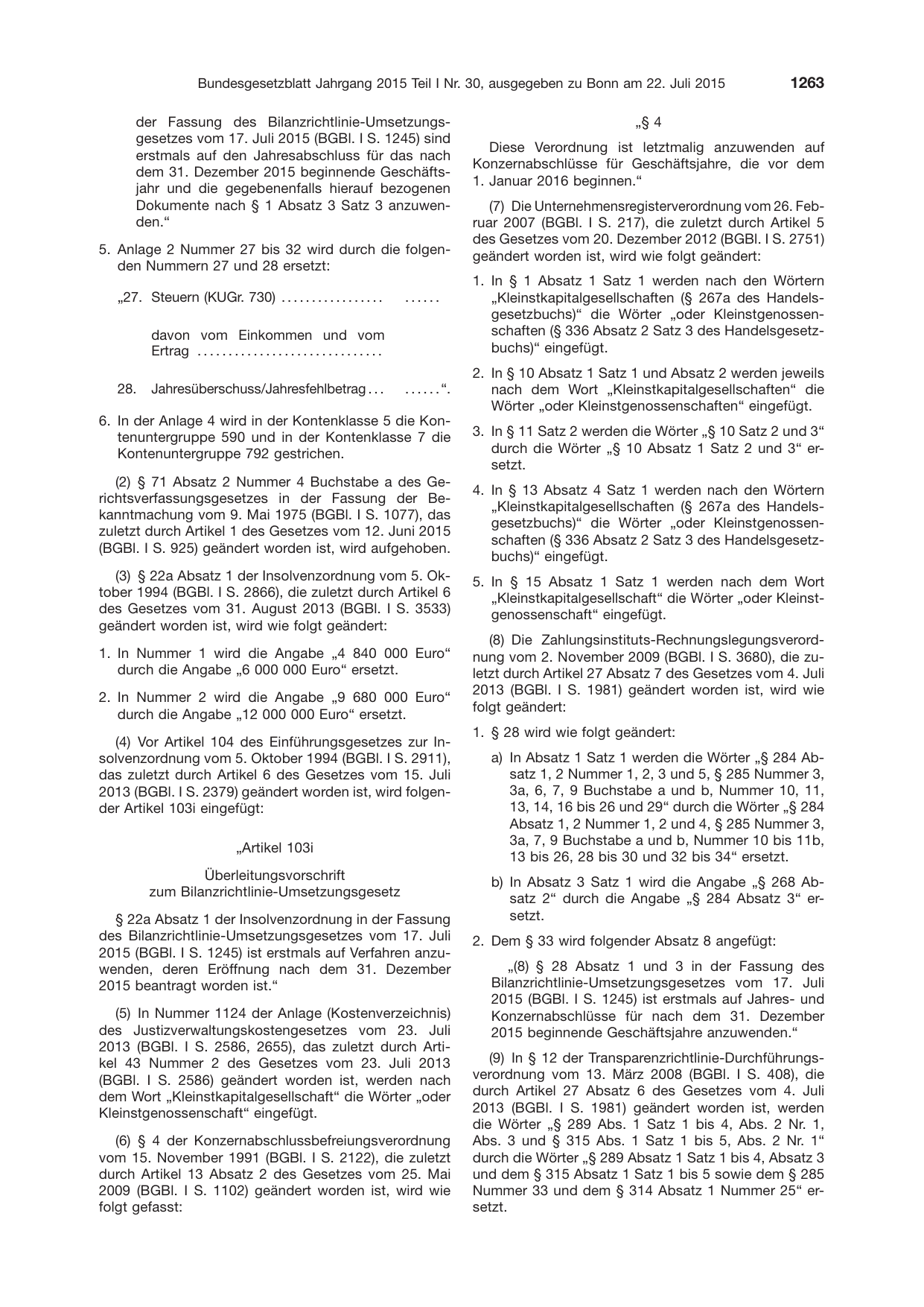 BGBl. 2015, Seite 1263 — Originalseite als Abbildung
