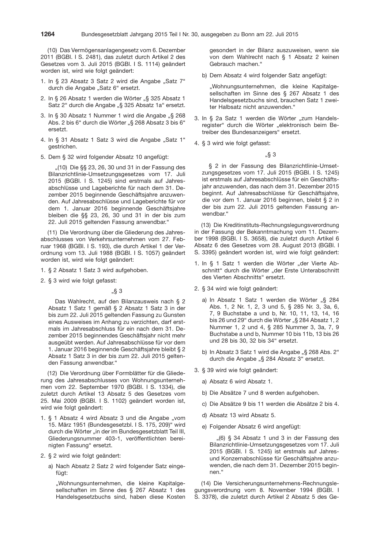 BGBl. 2015, Seite 1264 — Originalseite als Abbildung