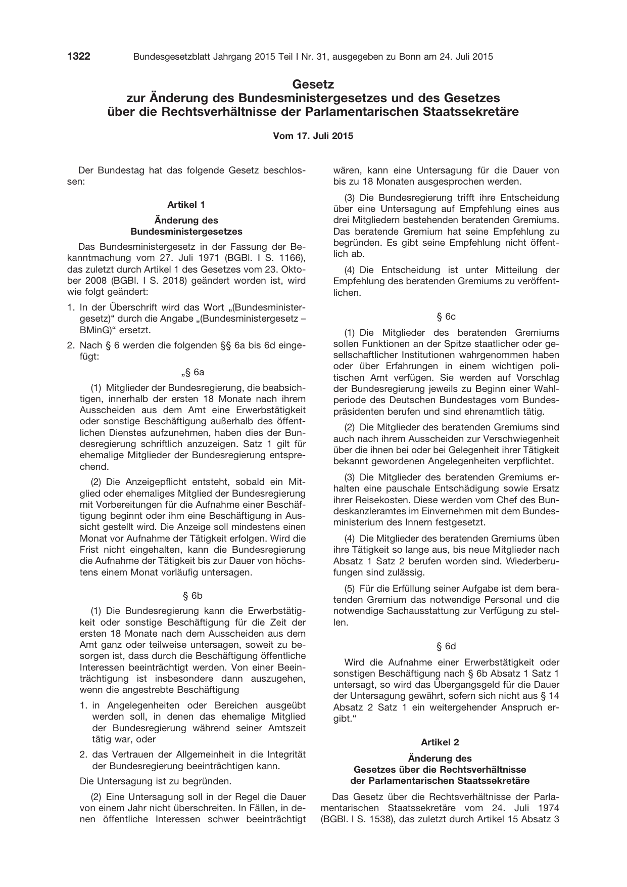 BGBl. 2015, Seite 1322 — Originalseite als Abbildung