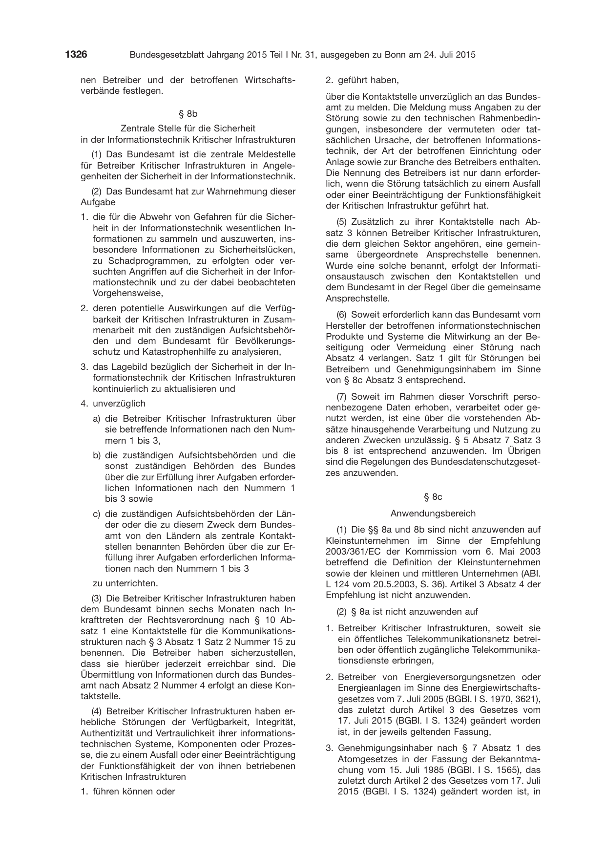 BGBl. 2015, Seite 1326 — Originalseite als Abbildung