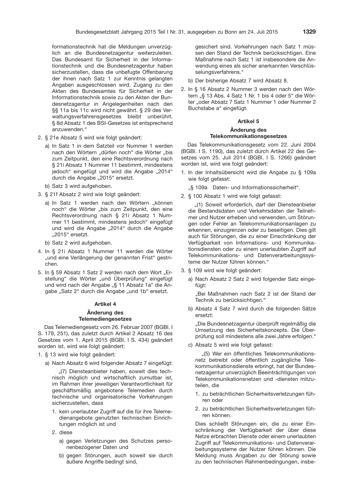 BGBl. 2015, Seite 1329 — Originalseite als Abbildung