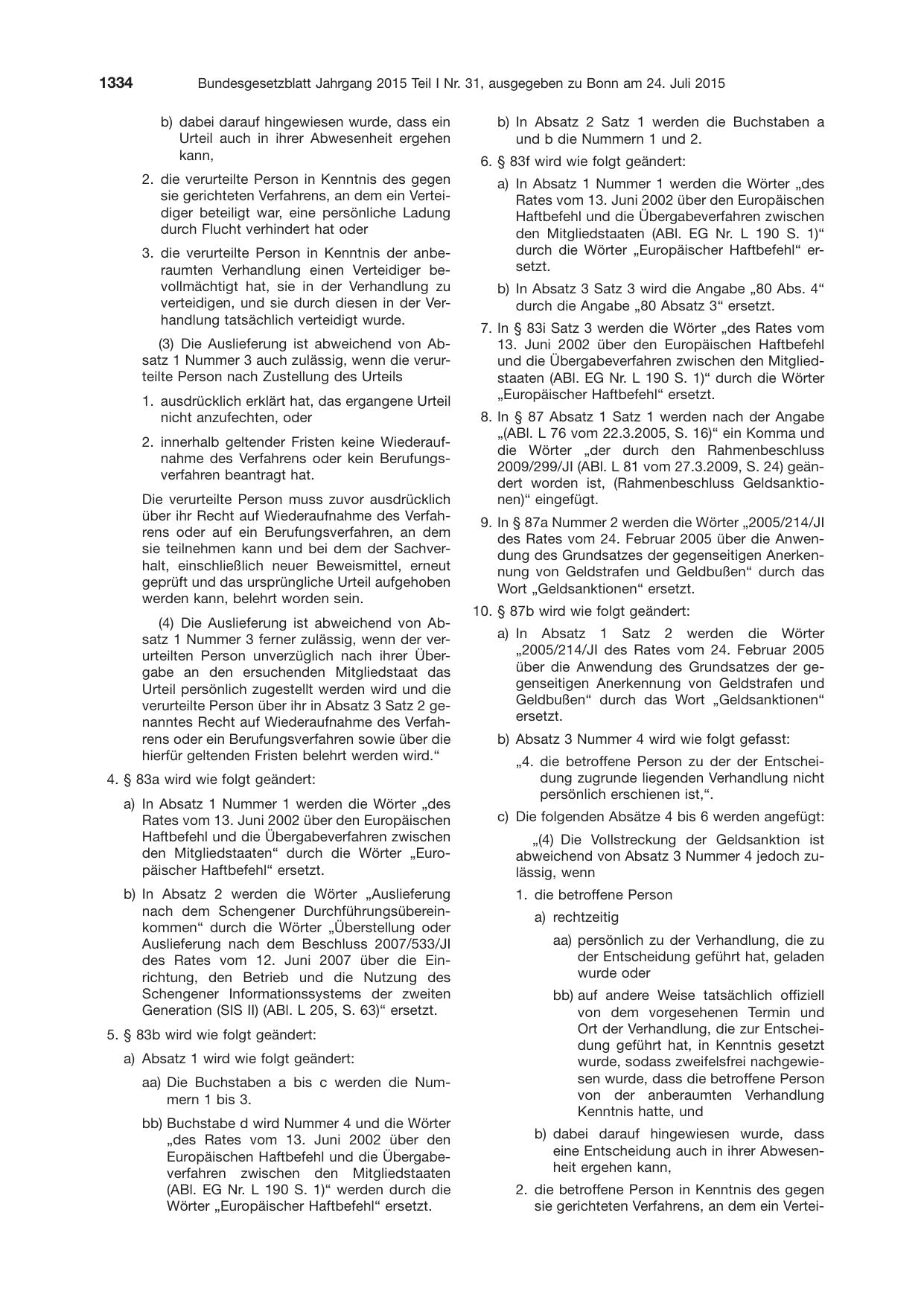 BGBl. 2015, Seite 1334 — Originalseite als Abbildung