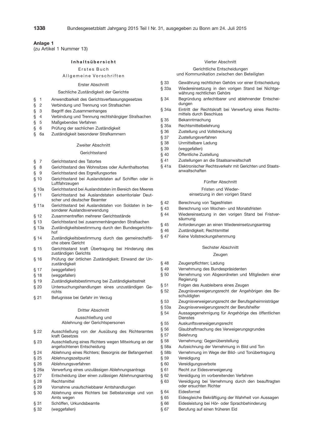BGBl. 2015, Seite 1338 — Originalseite als Abbildung