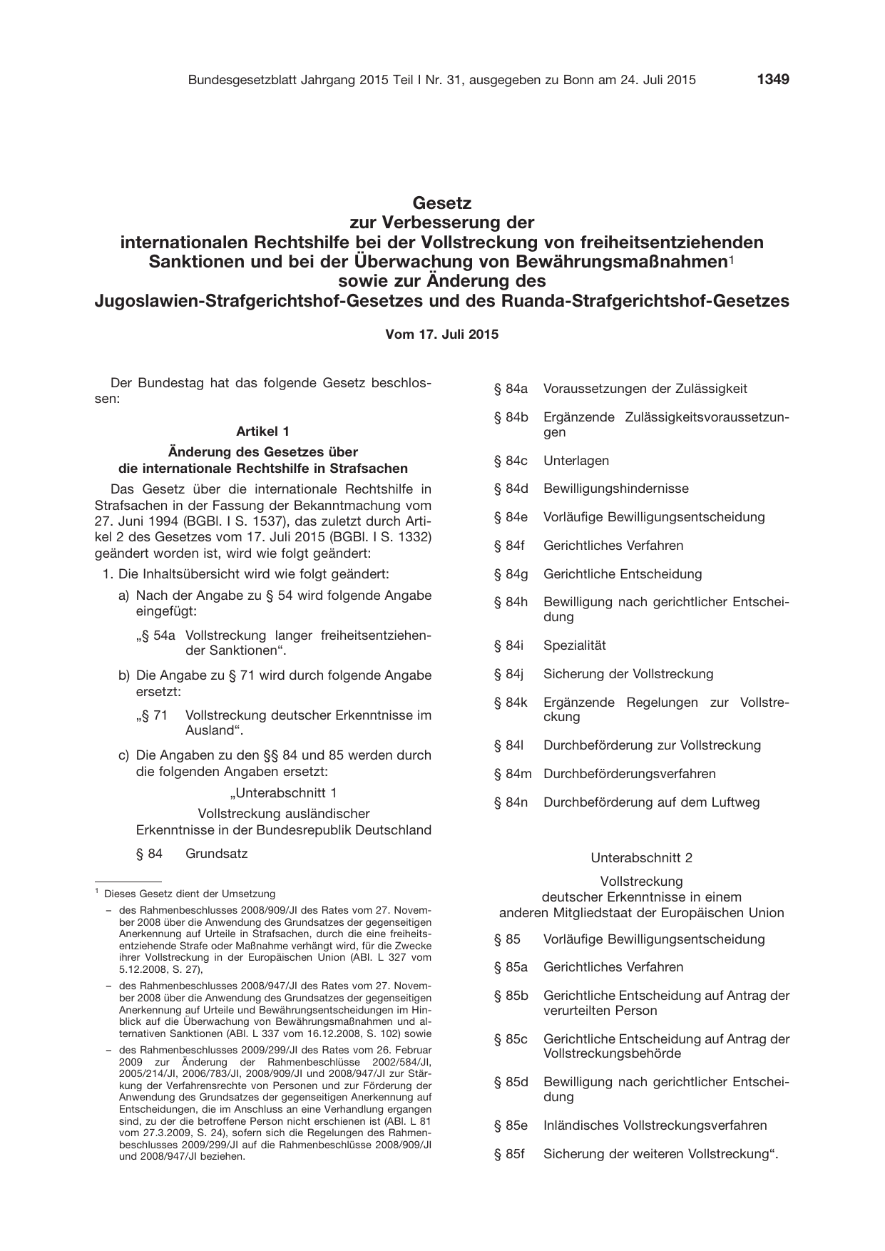 BGBl. 2015, Seite 1349 — Originalseite als Abbildung
