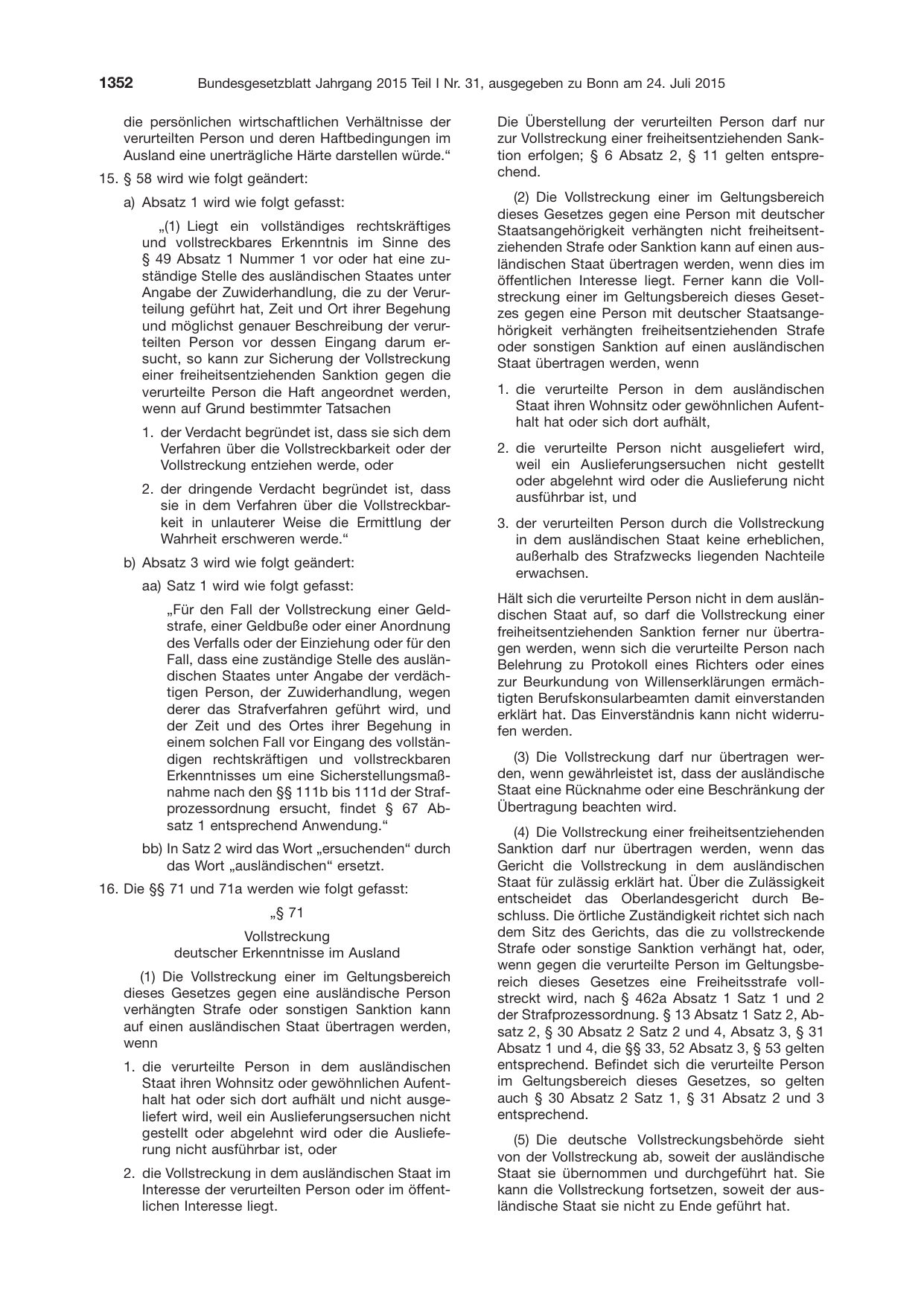 BGBl. 2015, Seite 1352 — Originalseite als Abbildung