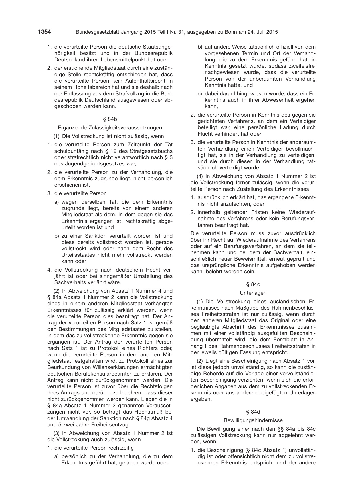 BGBl. 2015, Seite 1354 — Originalseite als Abbildung