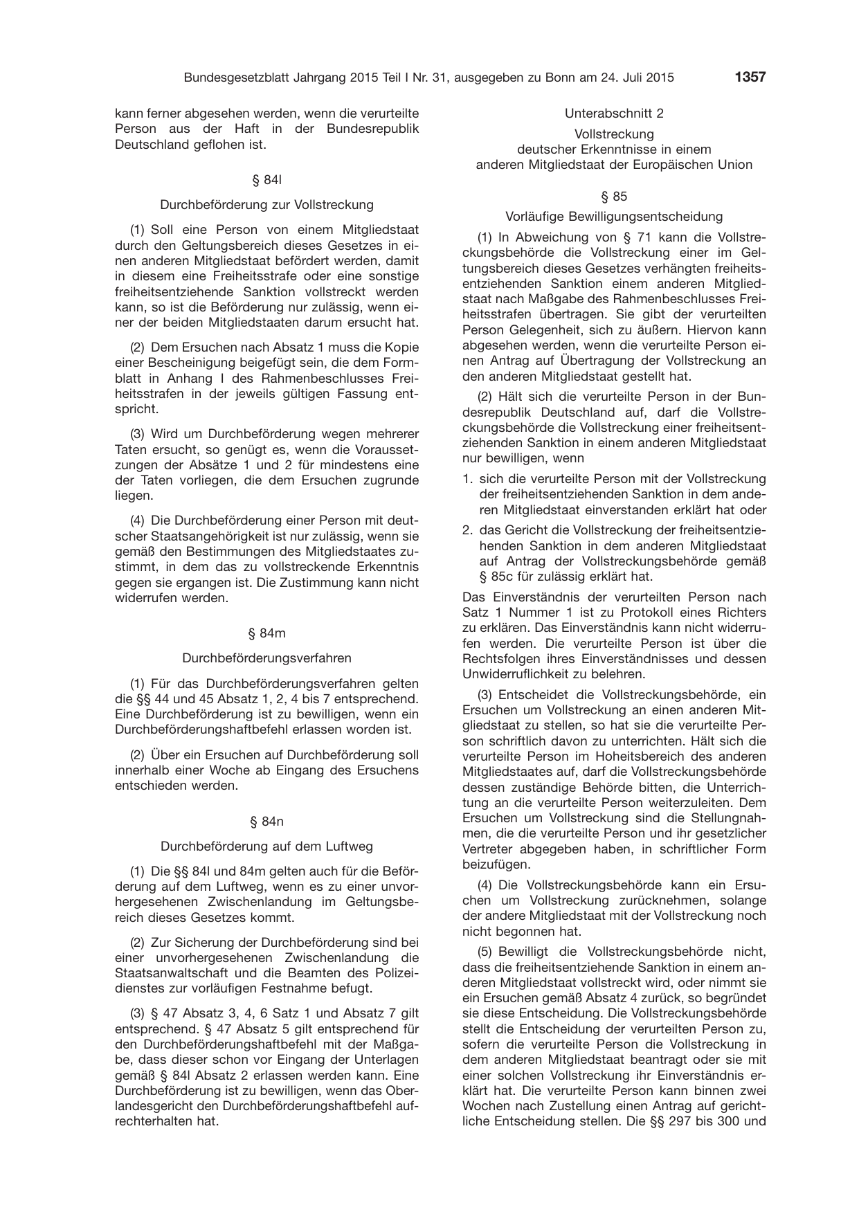 BGBl. 2015, Seite 1357 — Originalseite als Abbildung