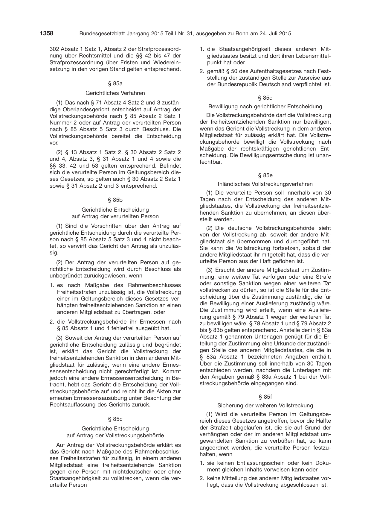 BGBl. 2015, Seite 1358 — Originalseite als Abbildung
