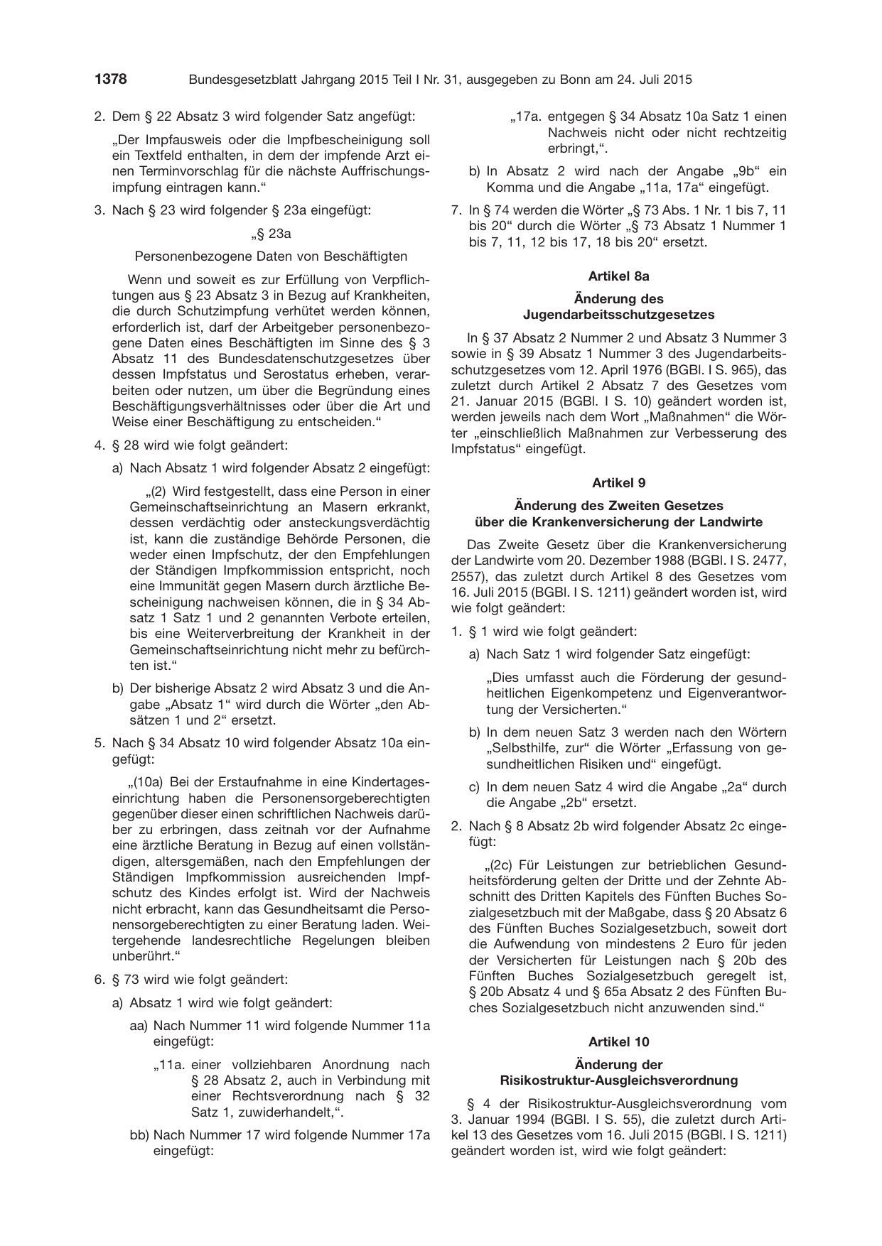 BGBl. 2015, Seite 1378 — Originalseite als Abbildung