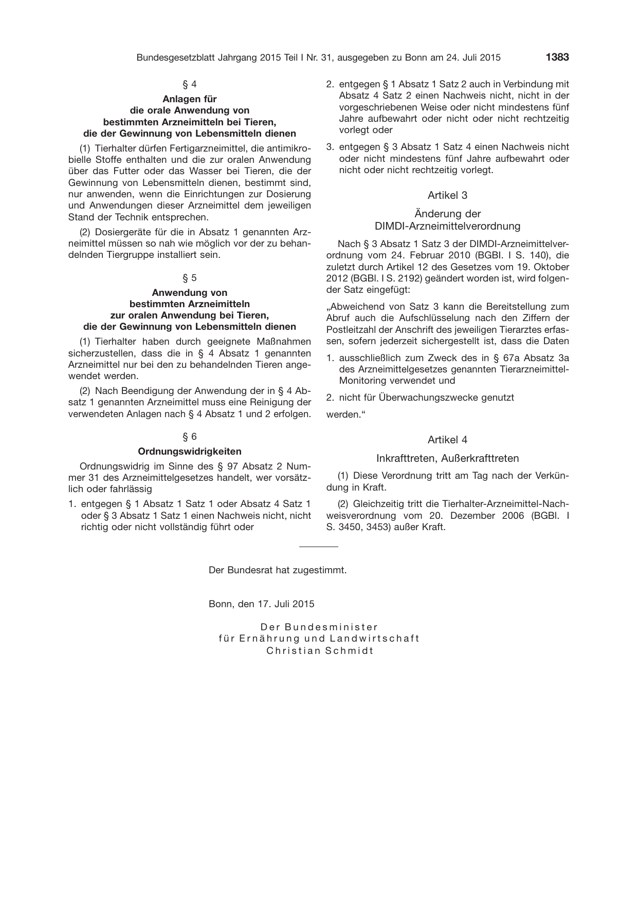 BGBl. 2015, Seite 1383 — Originalseite als Abbildung