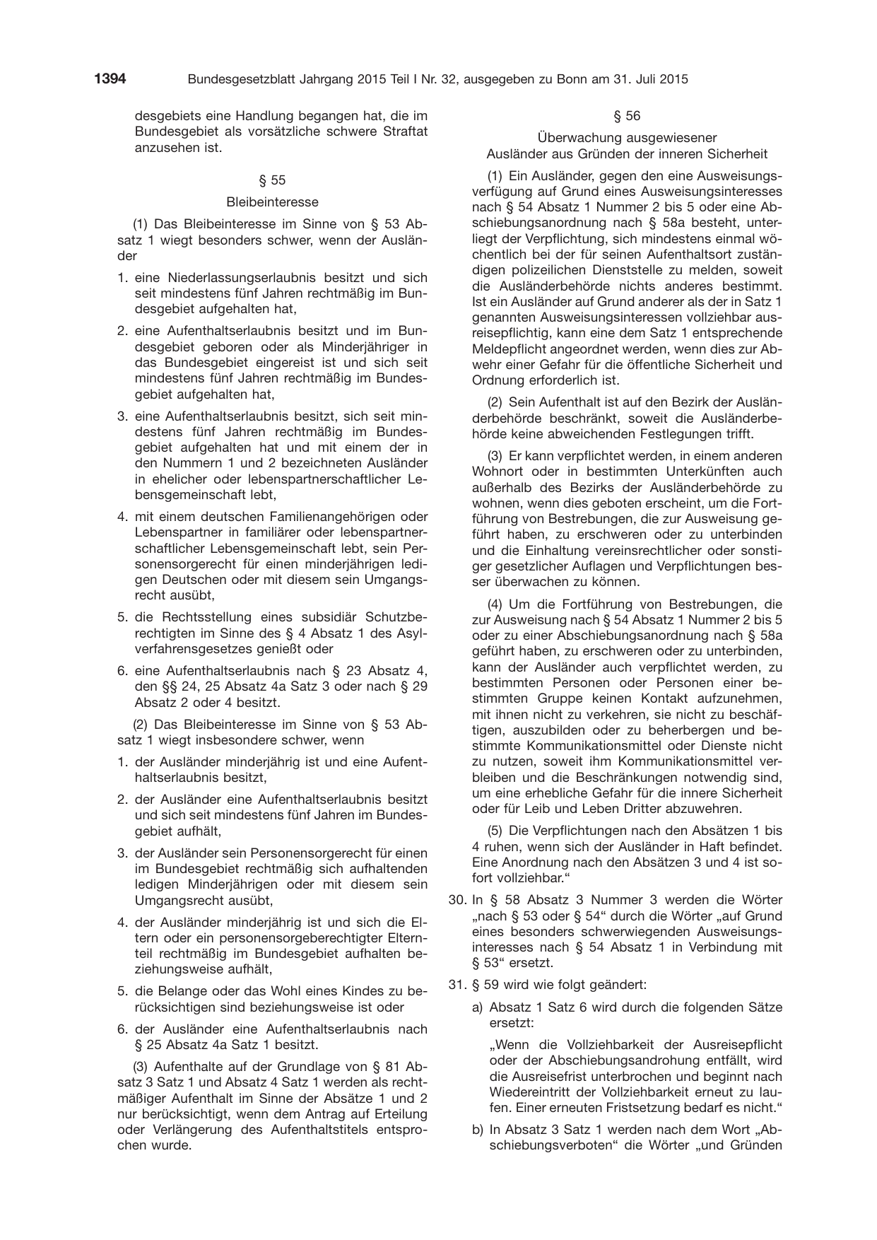 BGBl. 2015, Seite 1394 — Originalseite als Abbildung