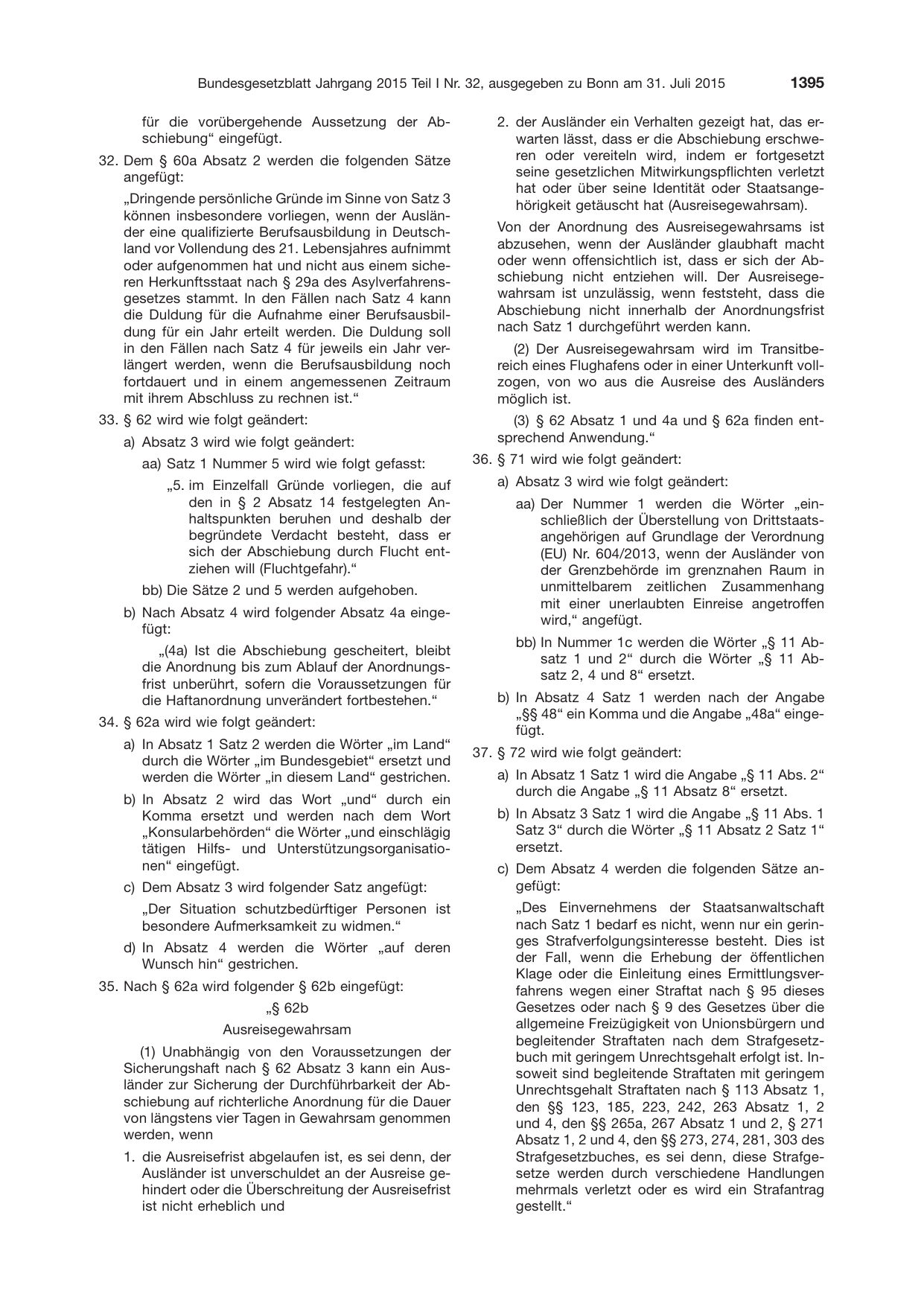 BGBl. 2015, Seite 1395 — Originalseite als Abbildung