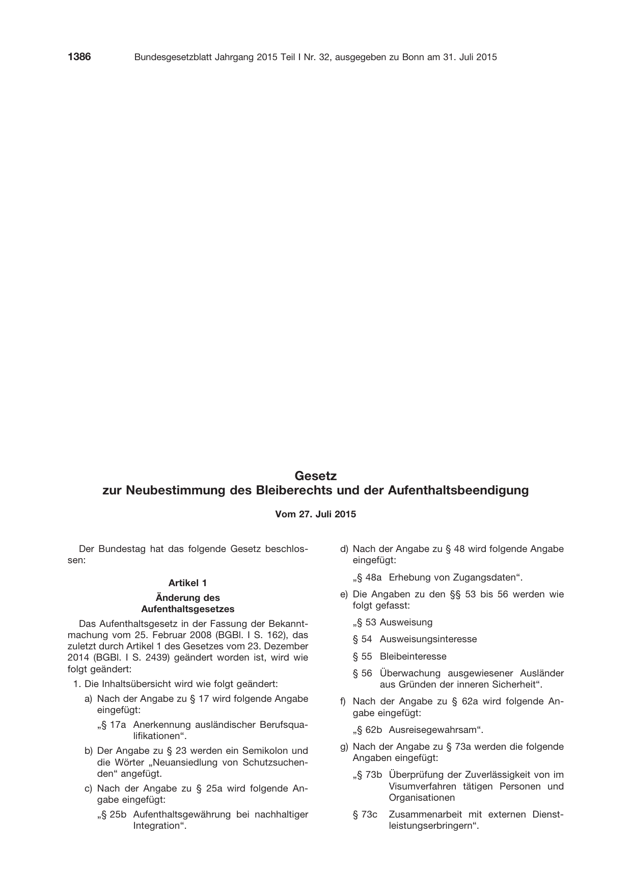 BGBl. 2015, Seite 1386 — Originalseite als Abbildung