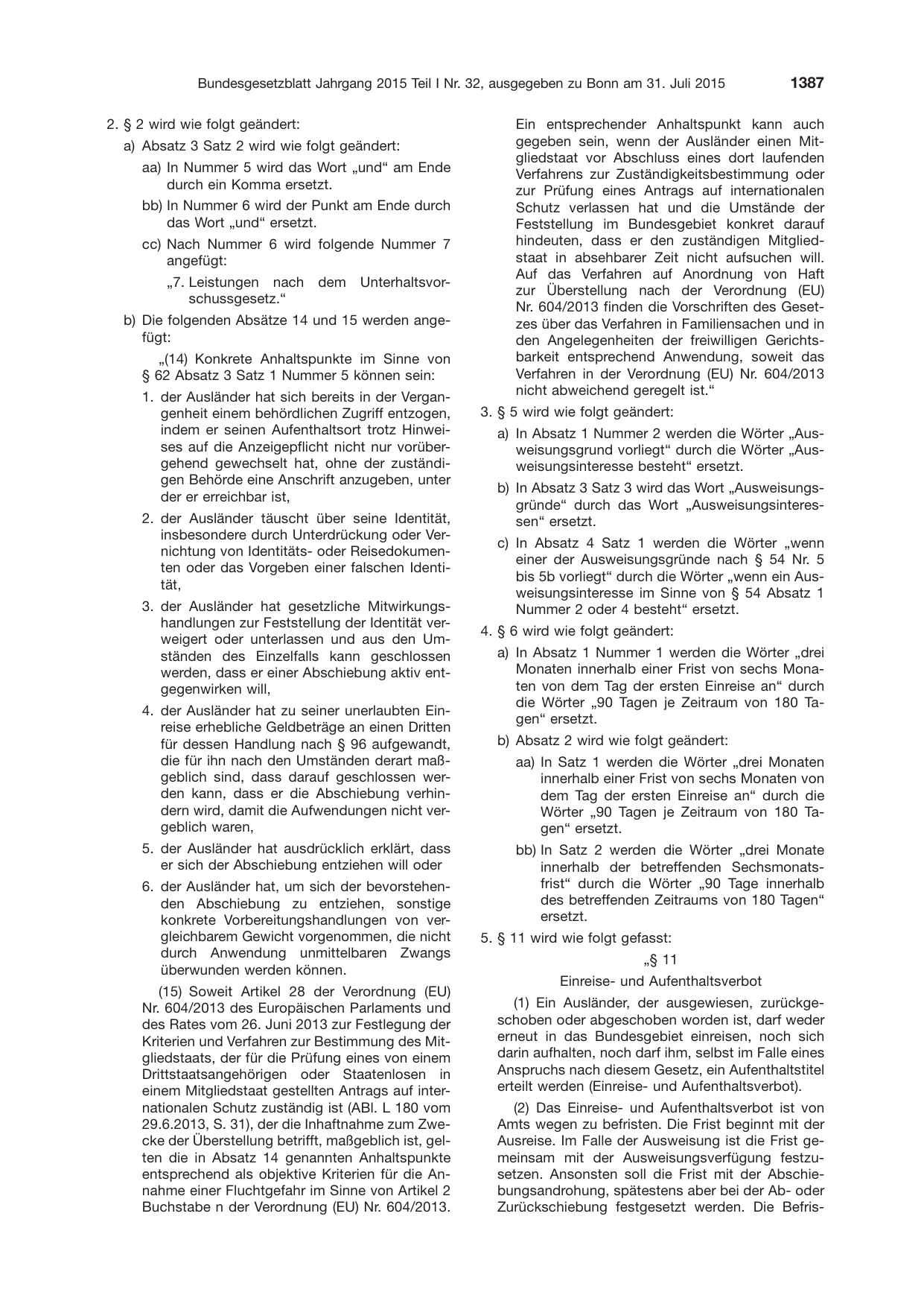 BGBl. 2015, Seite 1387 — Originalseite als Abbildung