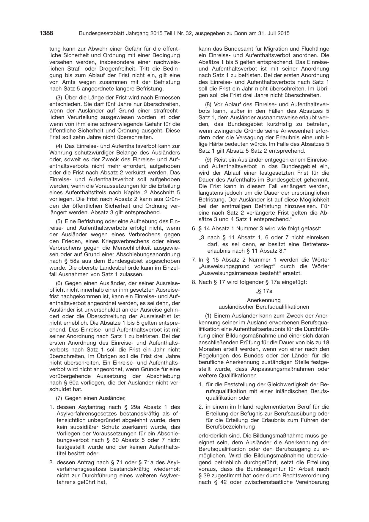 BGBl. 2015, Seite 1388 — Originalseite als Abbildung