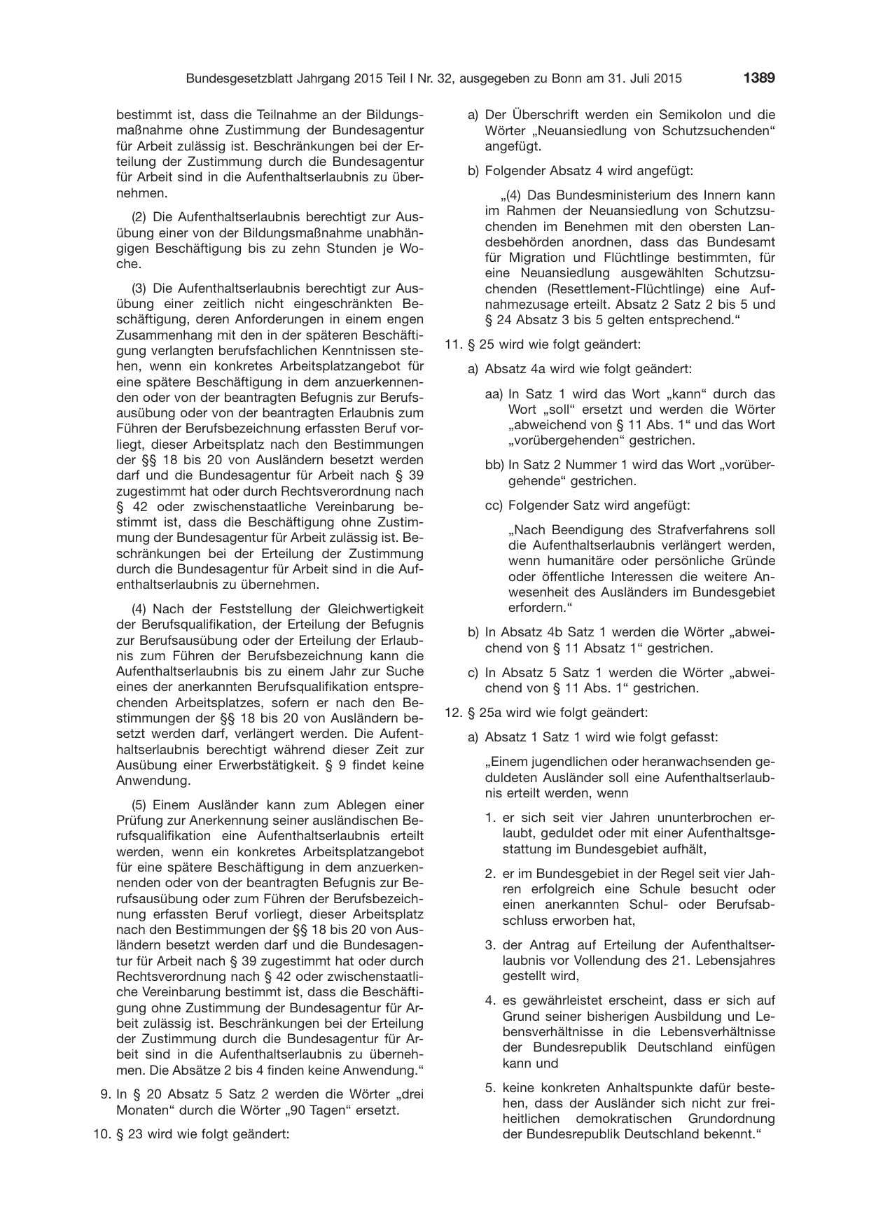 BGBl. 2015, Seite 1389 — Originalseite als Abbildung
