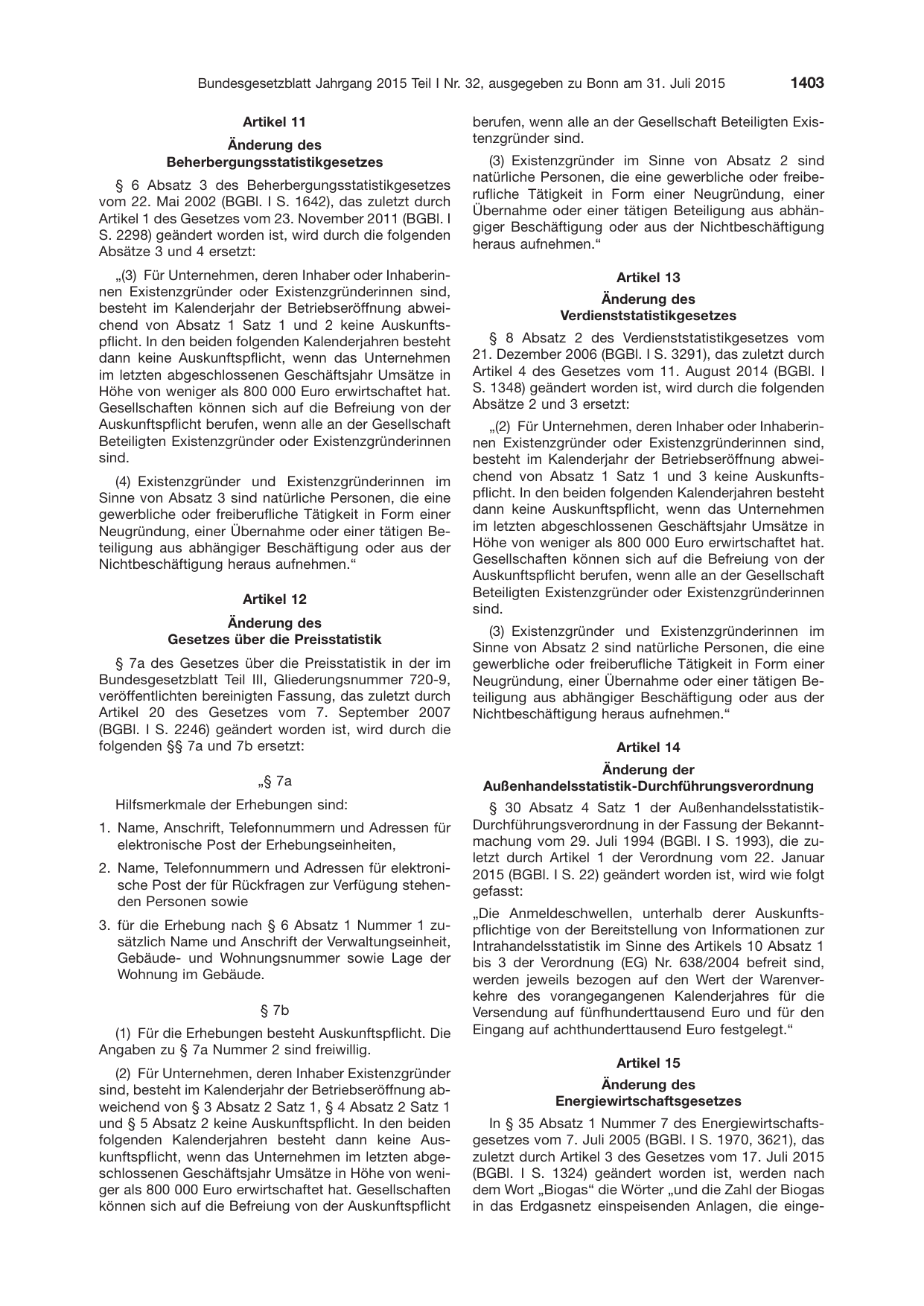 BGBl. 2015, Seite 1403 — Originalseite als Abbildung