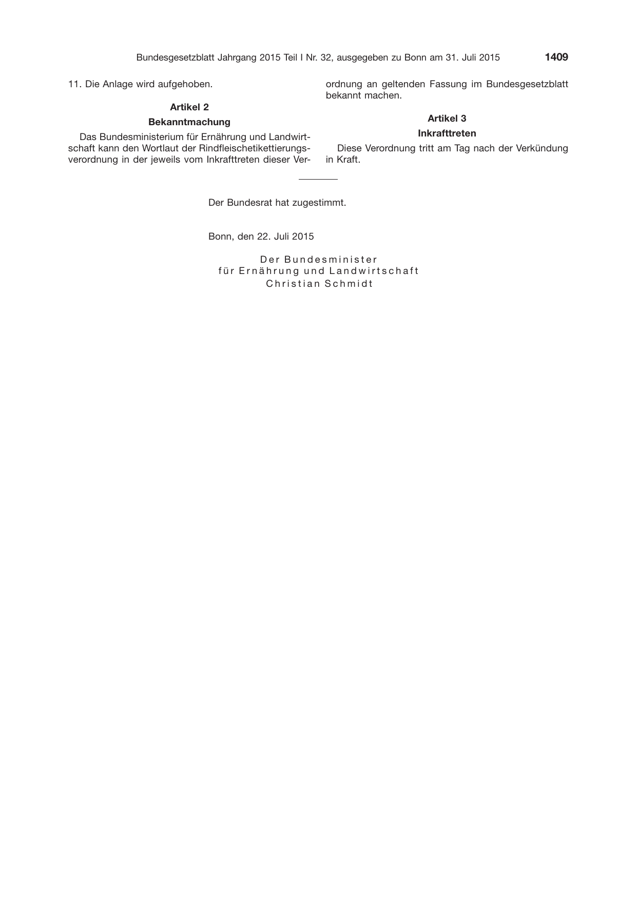 BGBl. 2015, Seite 1409 — Originalseite als Abbildung