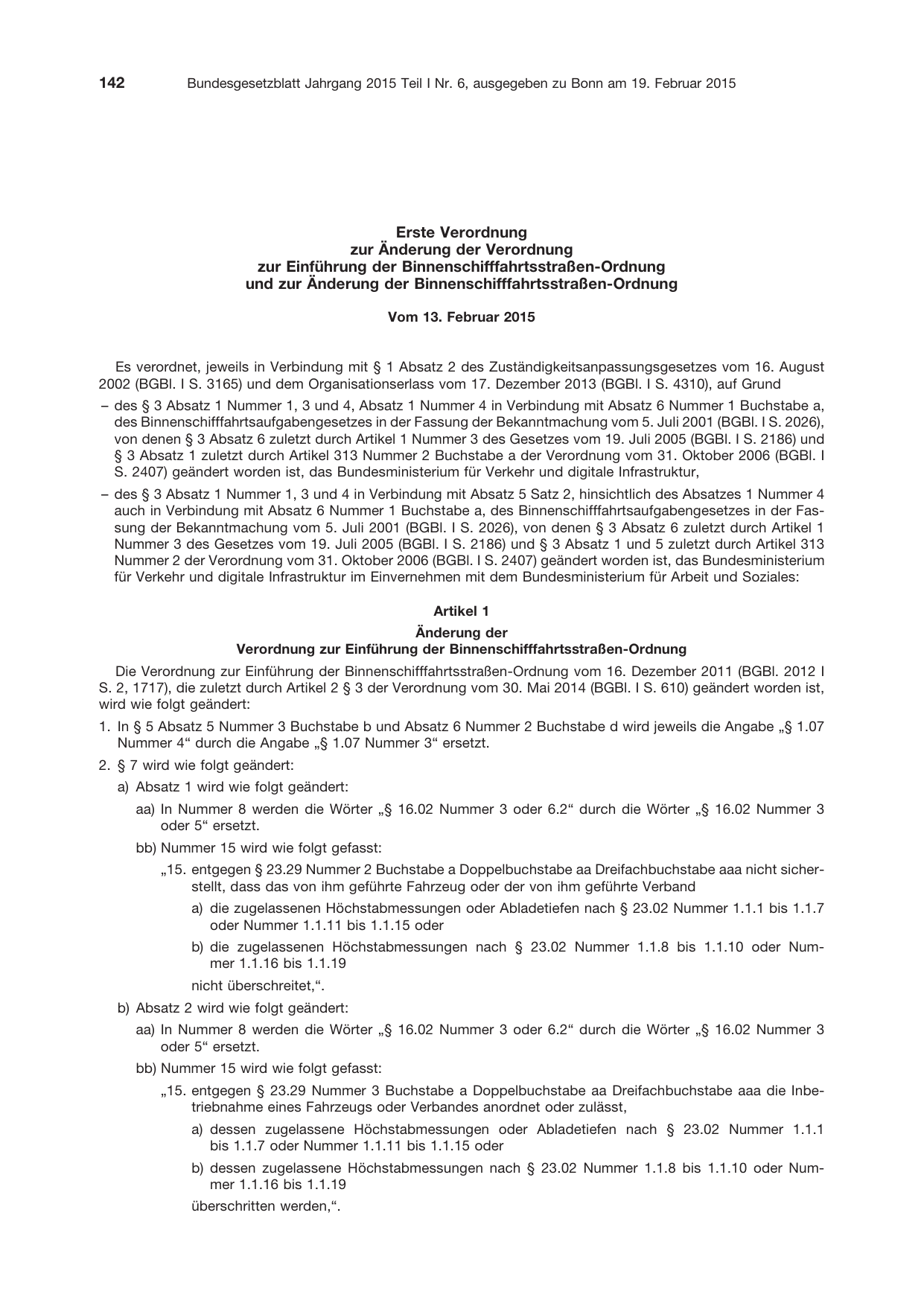 BGBl. 2015, Seite 142 — Originalseite als Abbildung