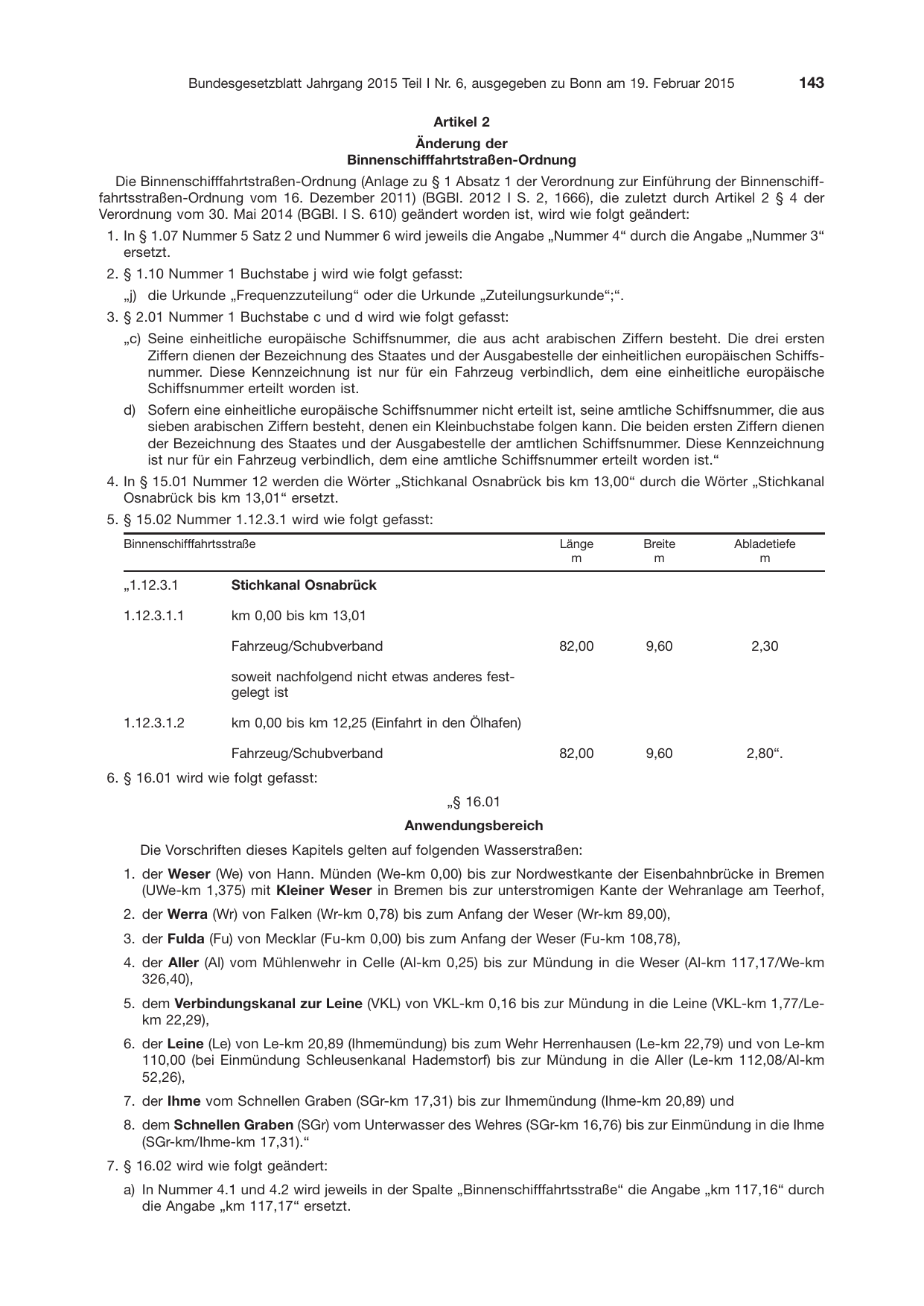 BGBl. 2015, Seite 143 — Originalseite als Abbildung