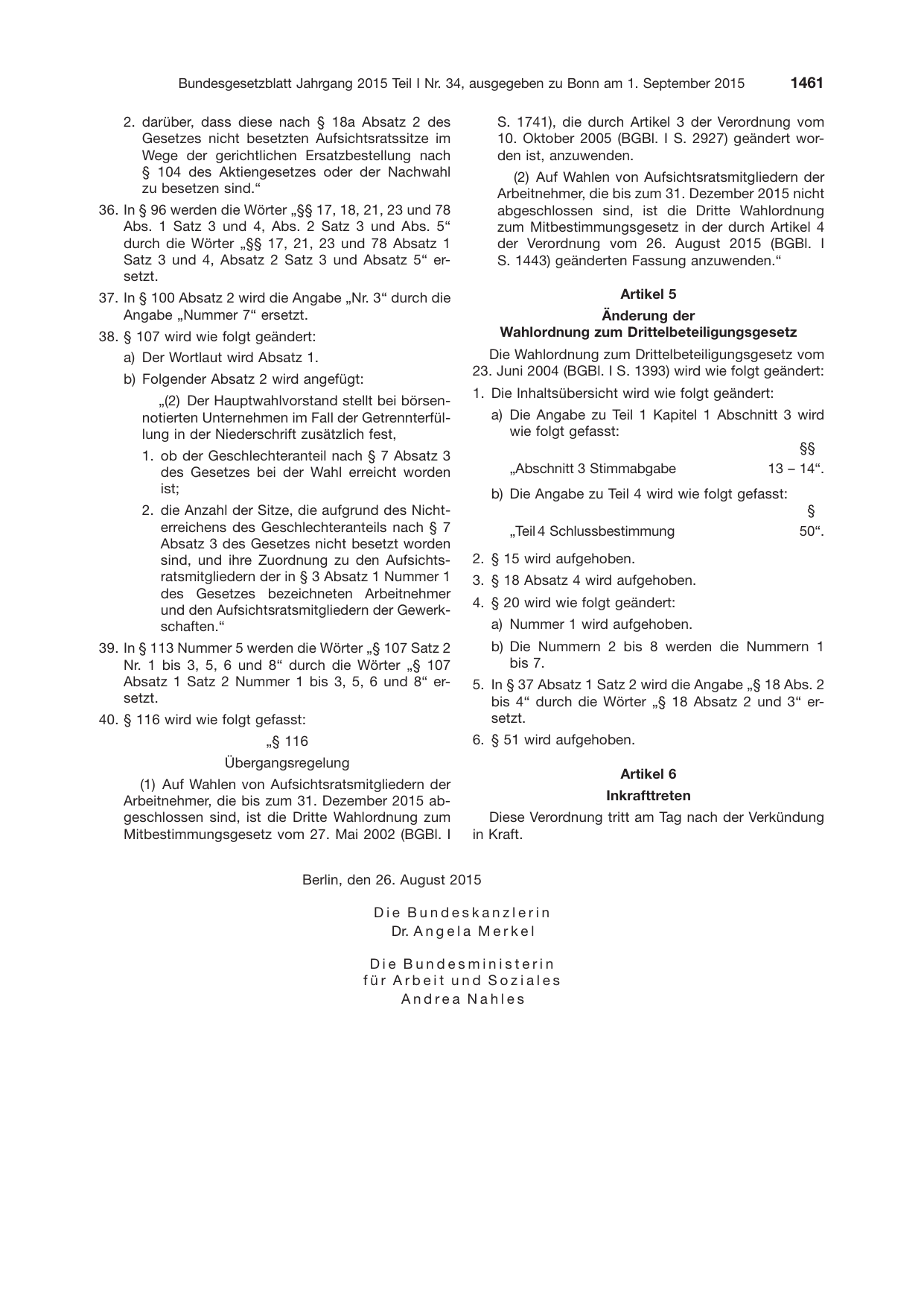 BGBl. 2015, Seite 1461 — Originalseite als Abbildung