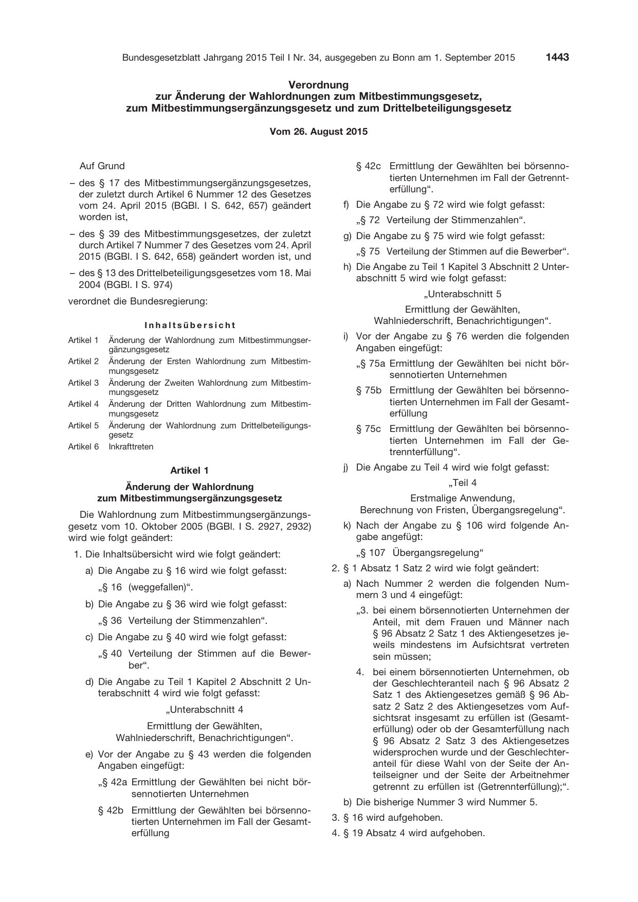 BGBl. 2015, Seite 1443 — Originalseite als Abbildung