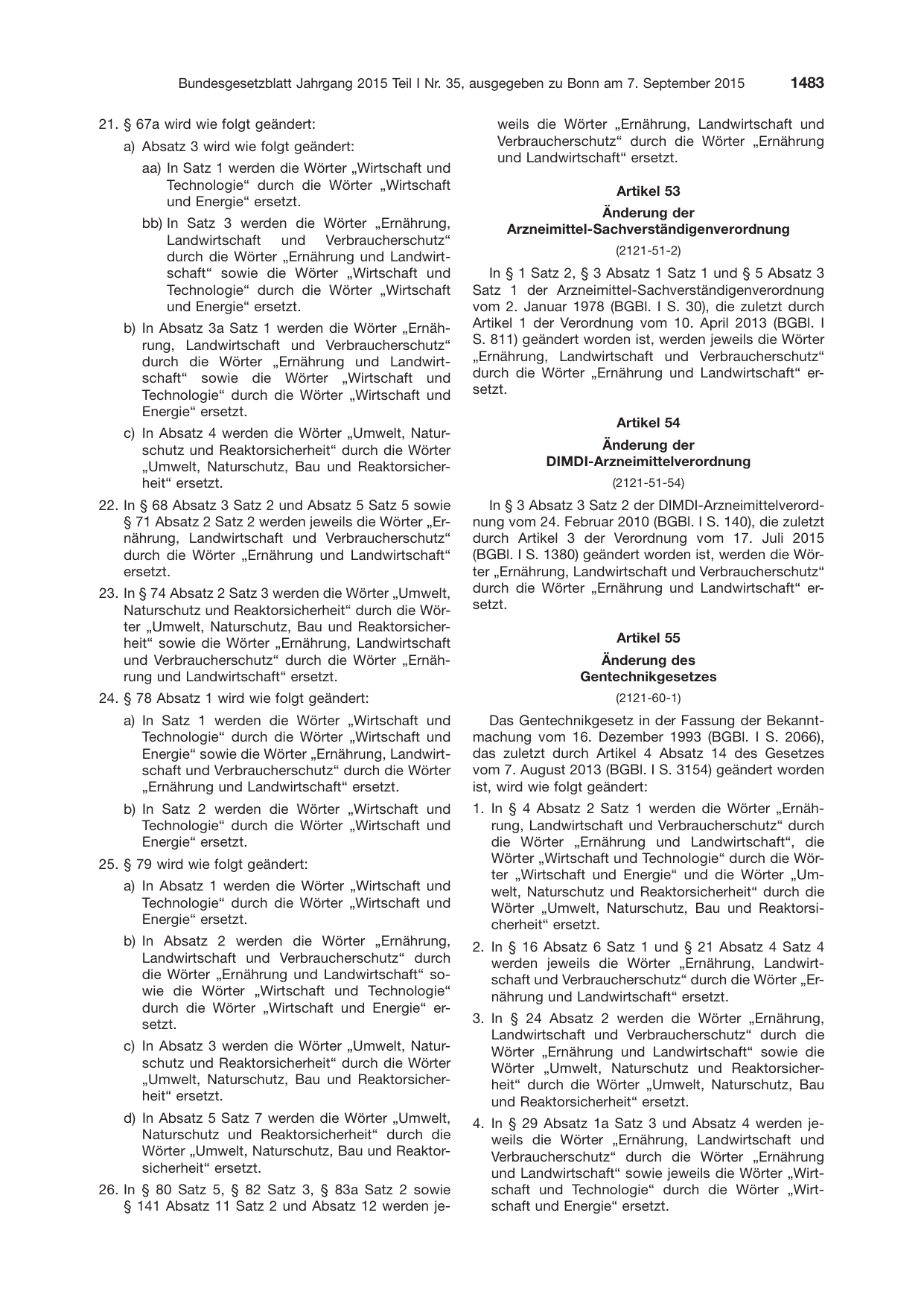 BGBl. 2015, Seite 1483 — Originalseite als Abbildung