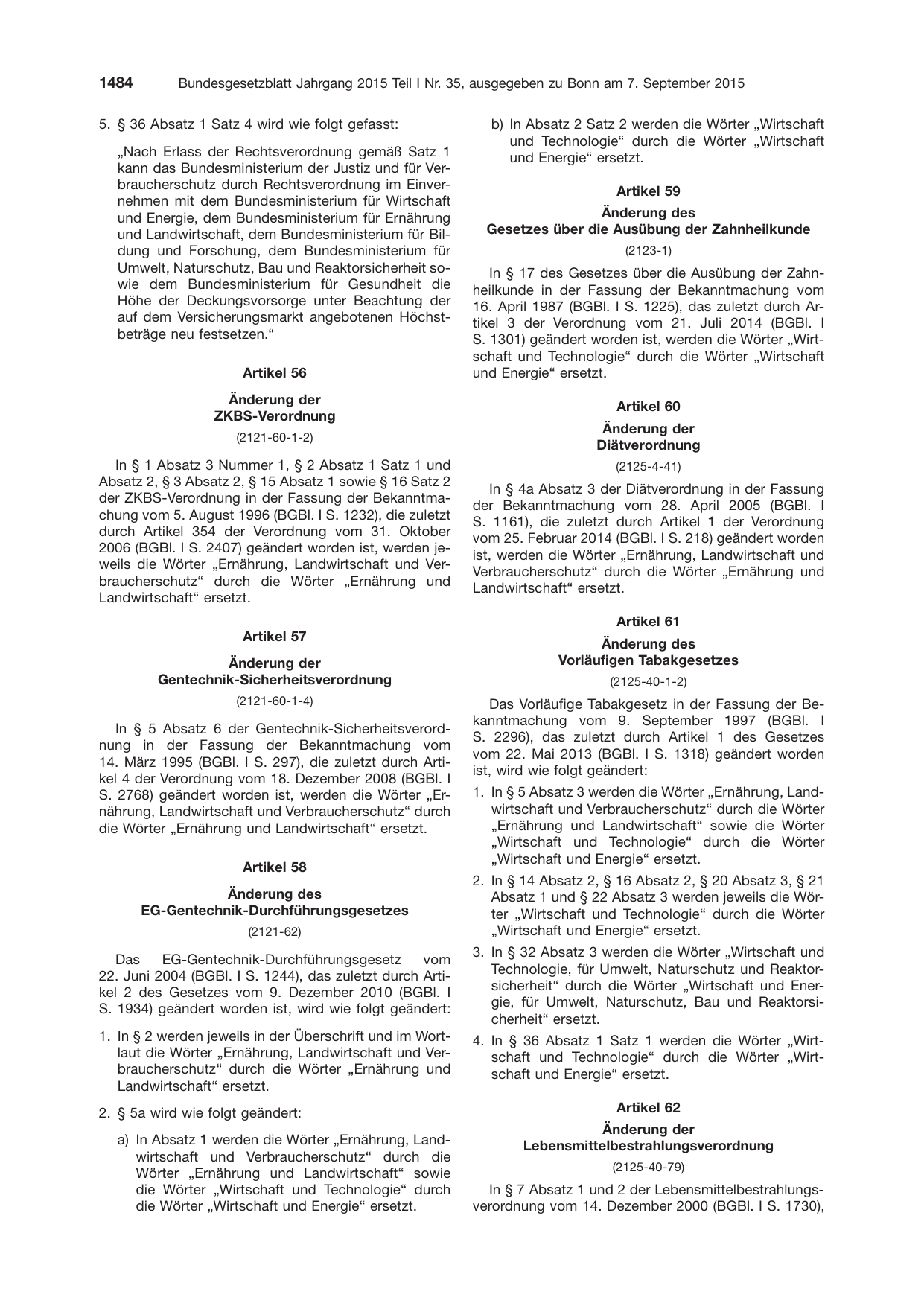 BGBl. 2015, Seite 1484 — Originalseite als Abbildung
