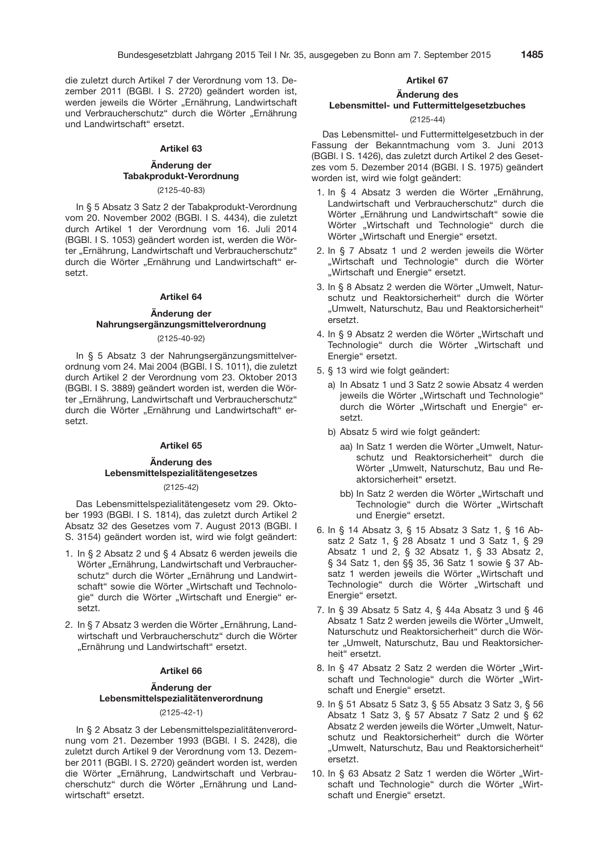 BGBl. 2015, Seite 1485 — Originalseite als Abbildung