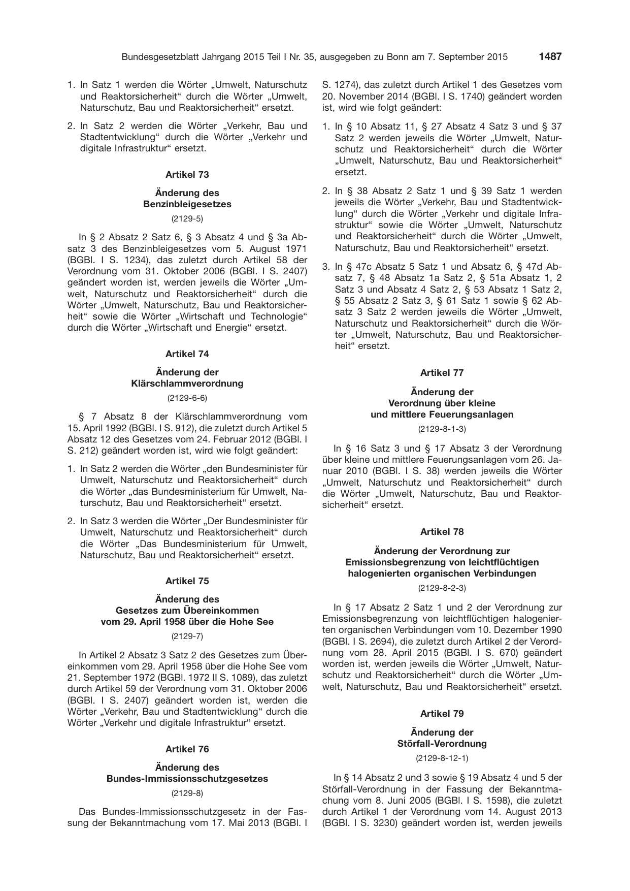 BGBl. 2015, Seite 1487 — Originalseite als Abbildung