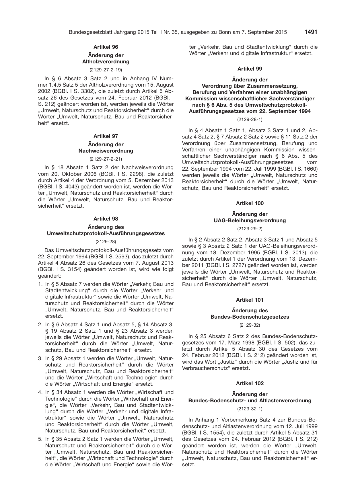BGBl. 2015, Seite 1491 — Originalseite als Abbildung