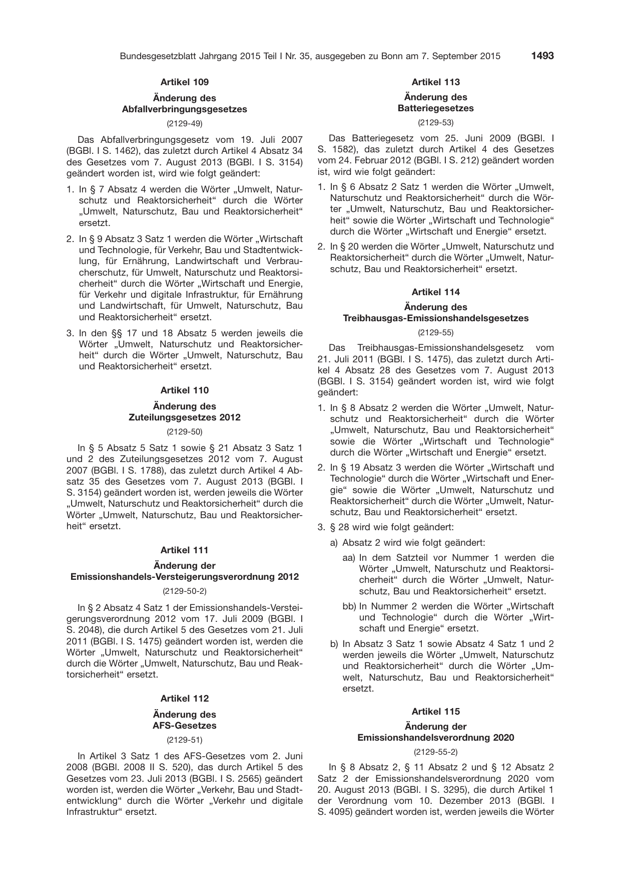 BGBl. 2015, Seite 1493 — Originalseite als Abbildung