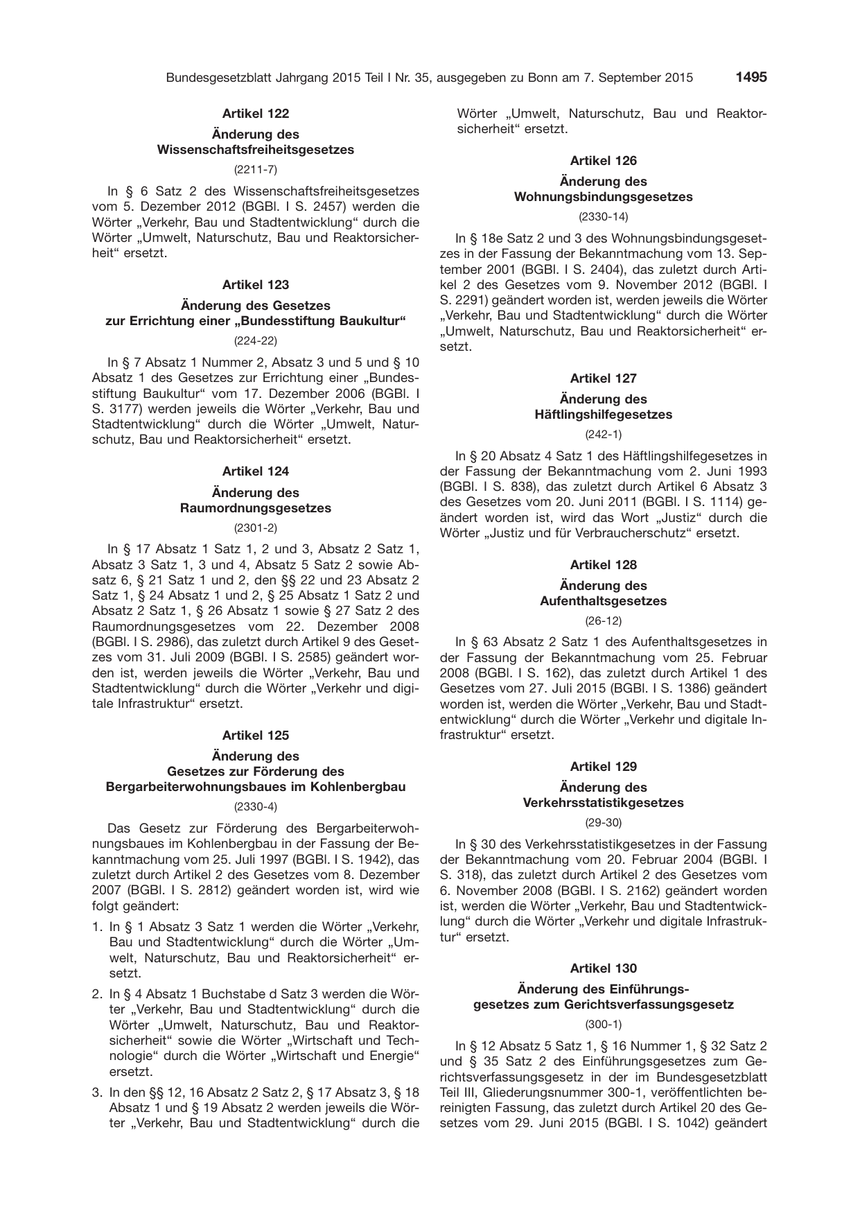 BGBl. 2015, Seite 1495 — Originalseite als Abbildung