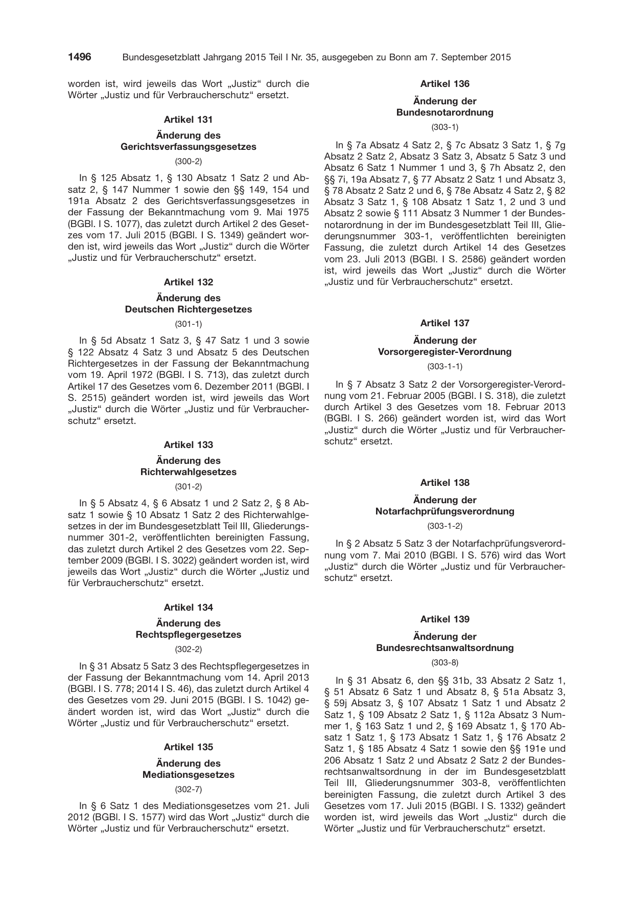 BGBl. 2015, Seite 1496 — Originalseite als Abbildung