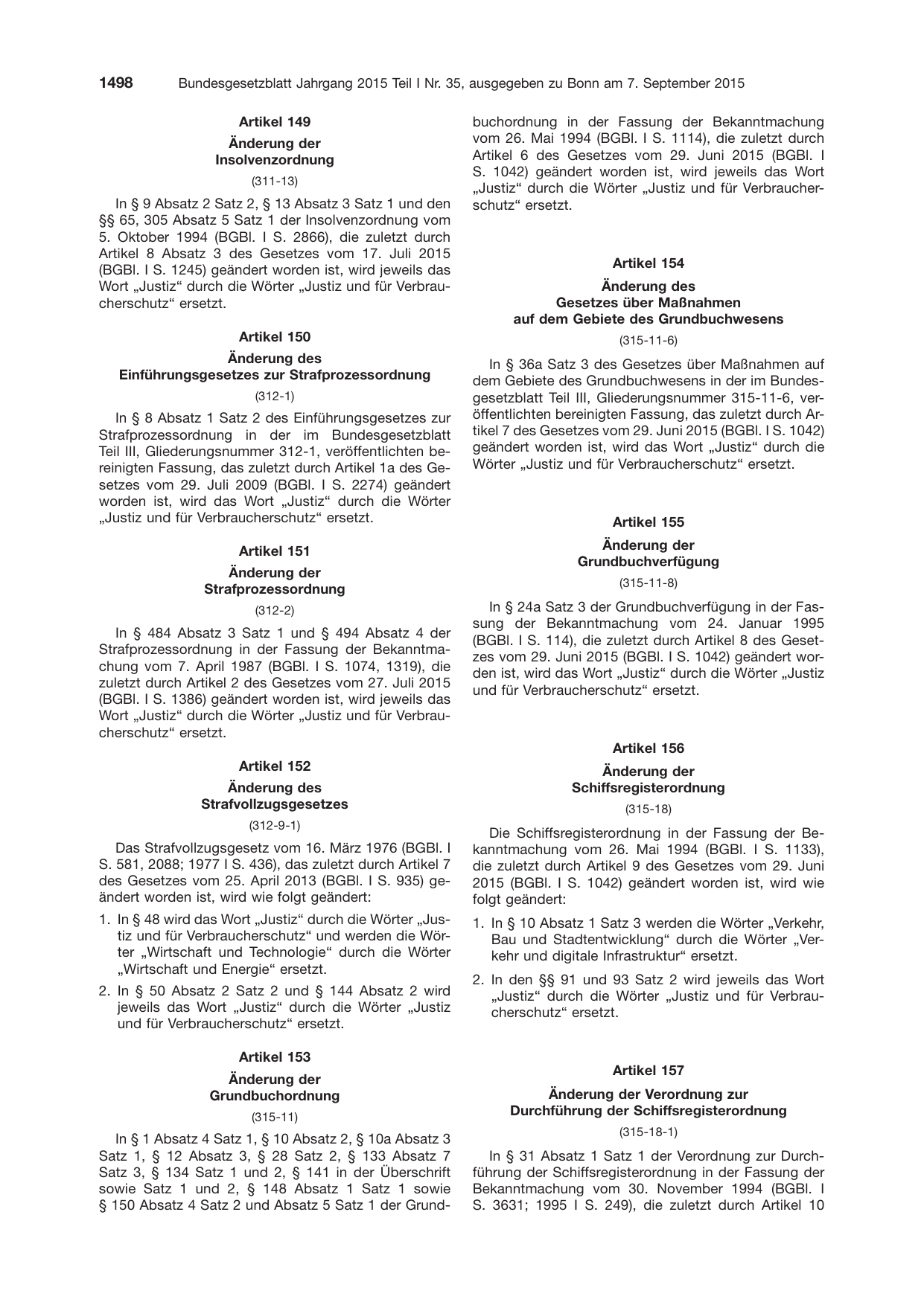 BGBl. 2015, Seite 1498 — Originalseite als Abbildung
