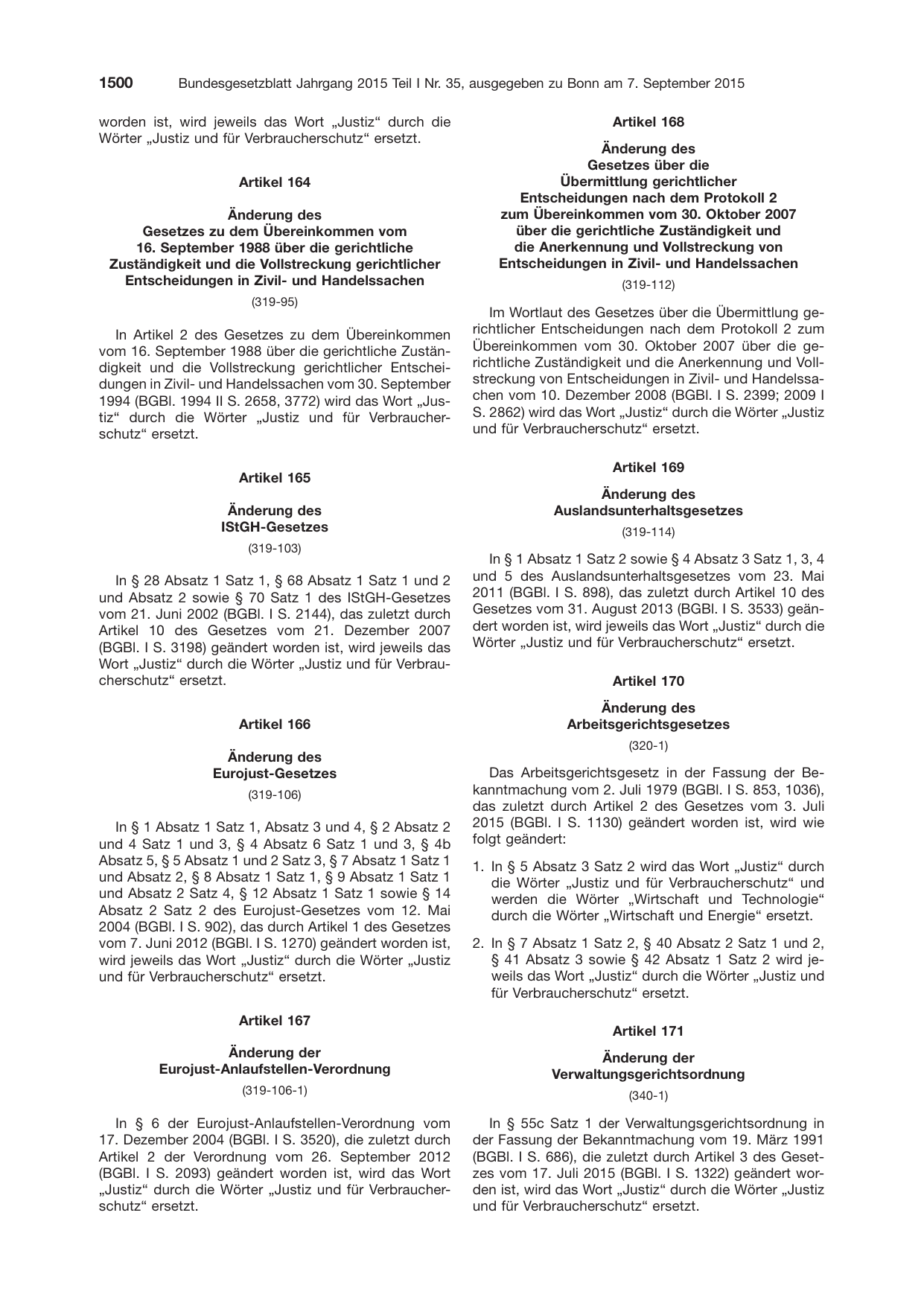 BGBl. 2015, Seite 1500 — Originalseite als Abbildung