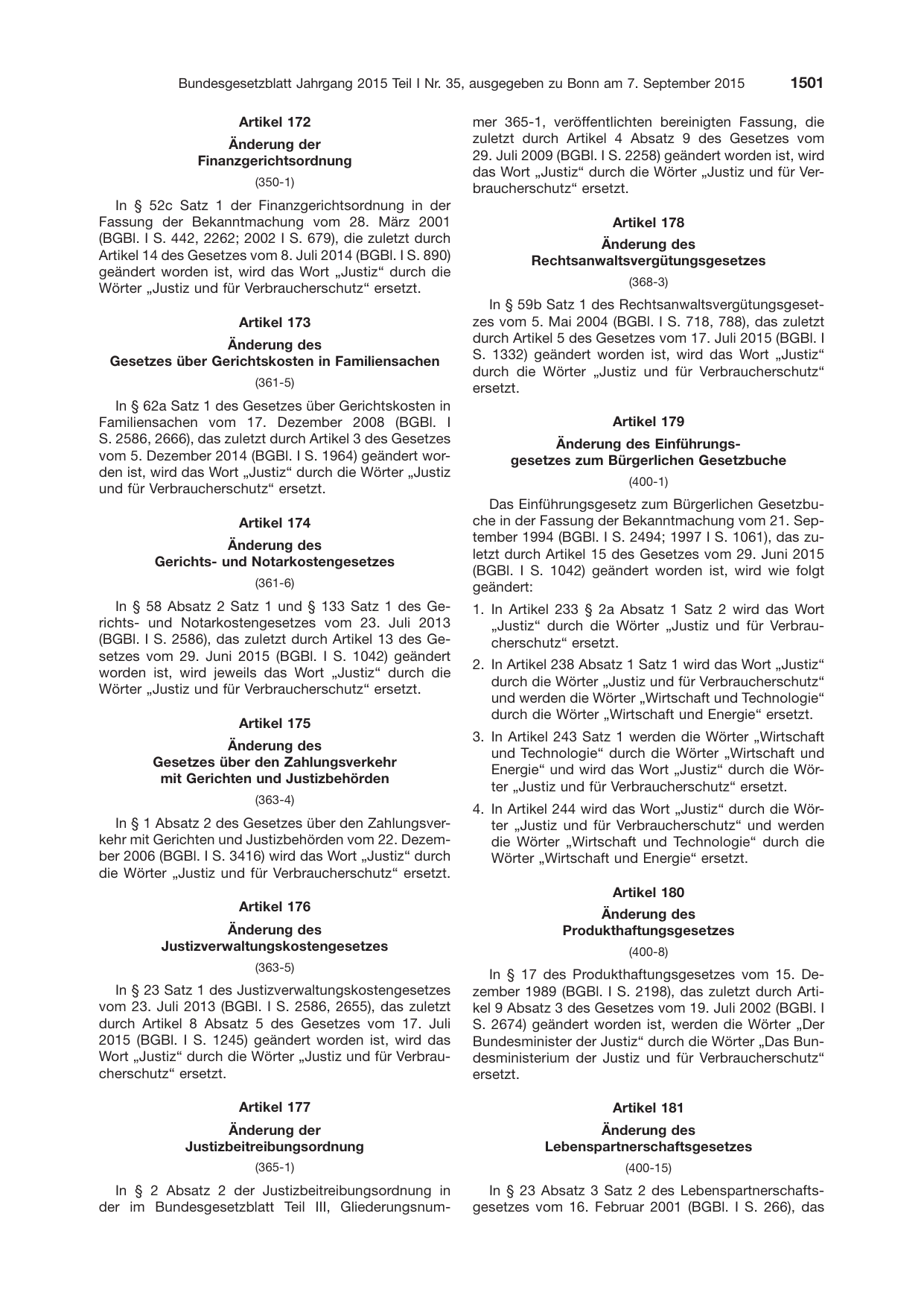BGBl. 2015, Seite 1501 — Originalseite als Abbildung