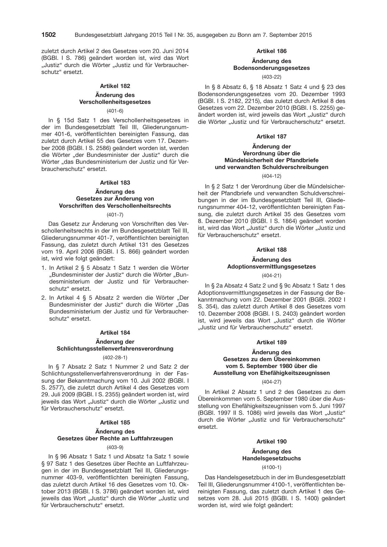 BGBl. 2015, Seite 1502 — Originalseite als Abbildung