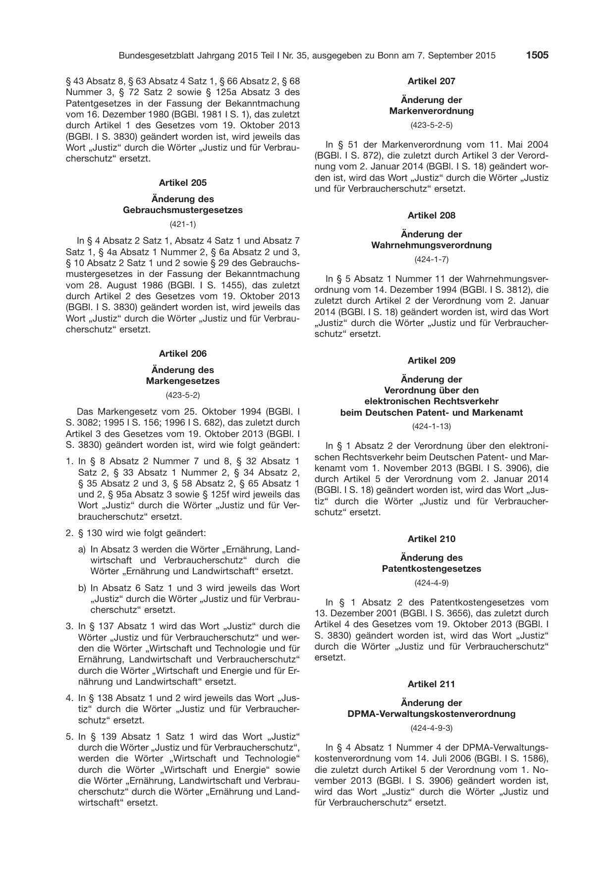 BGBl. 2015, Seite 1505 — Originalseite als Abbildung