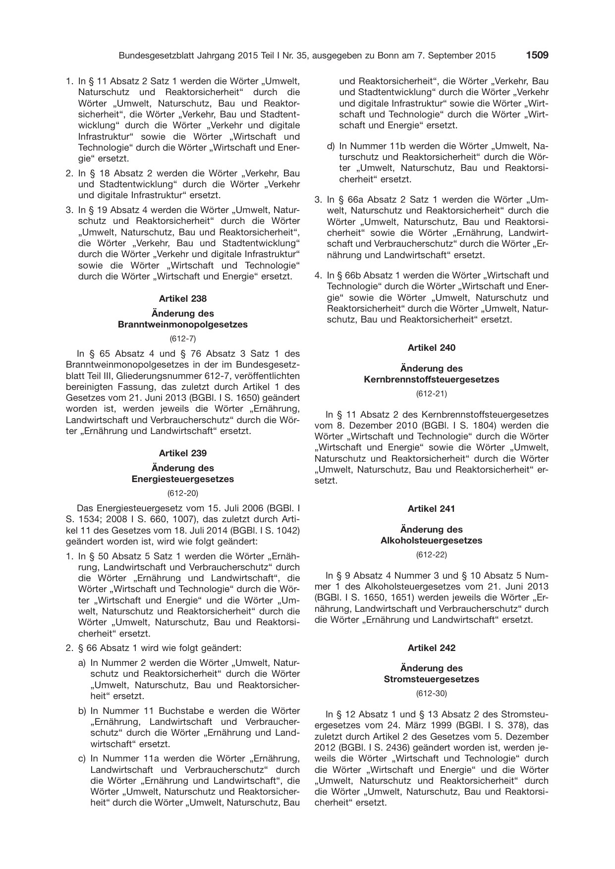 BGBl. 2015, Seite 1509 — Originalseite als Abbildung