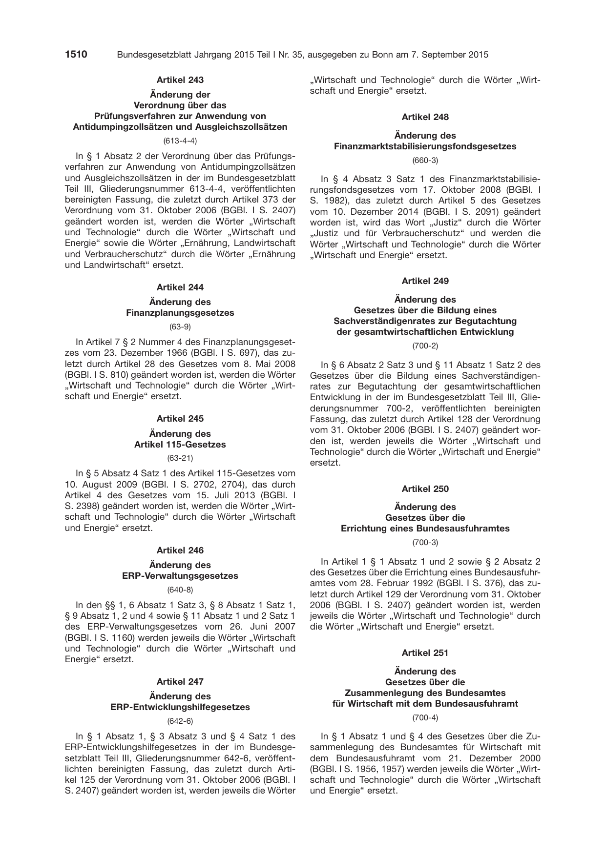 BGBl. 2015, Seite 1510 — Originalseite als Abbildung
