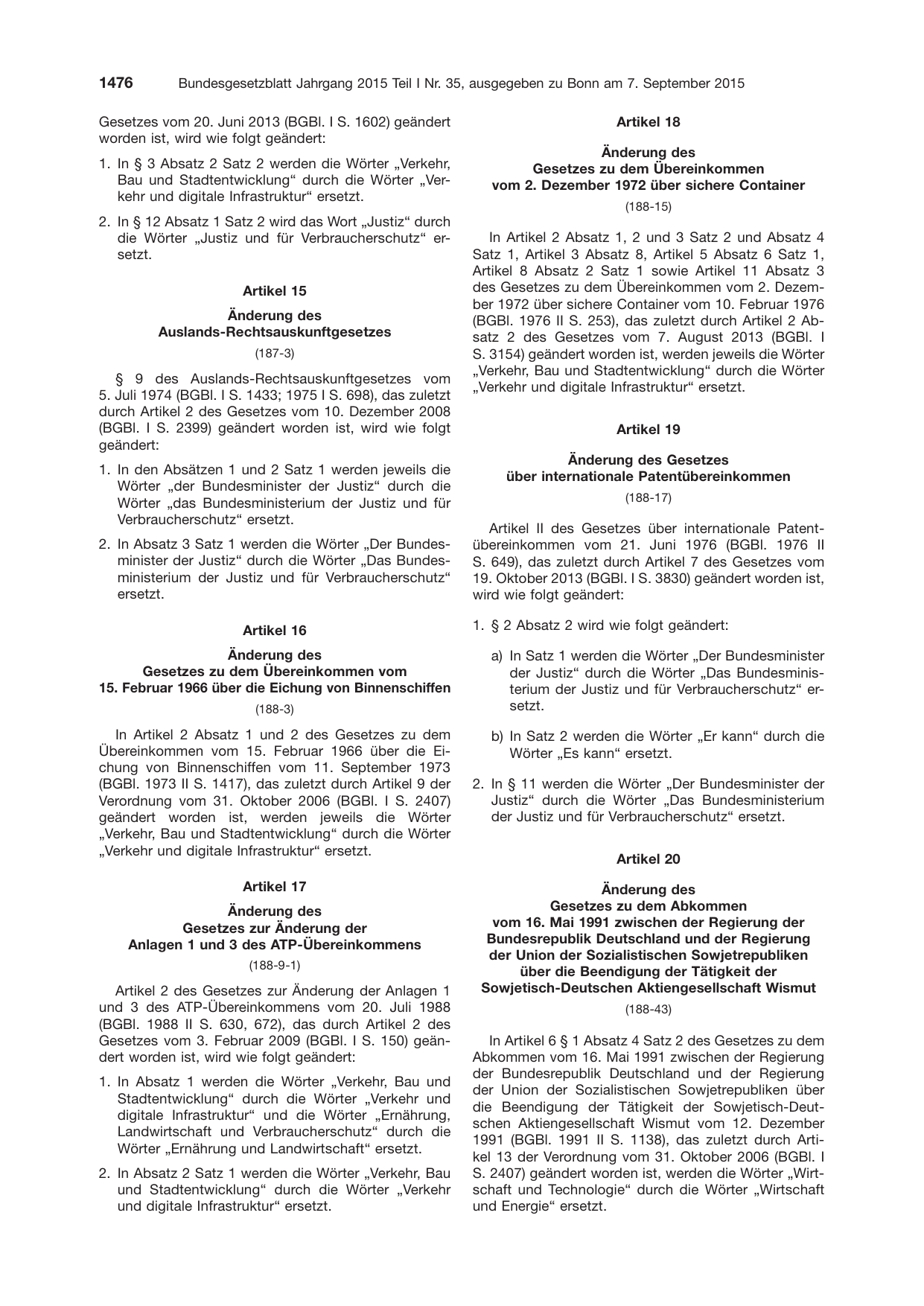 BGBl. 2015, Seite 1476 — Originalseite als Abbildung