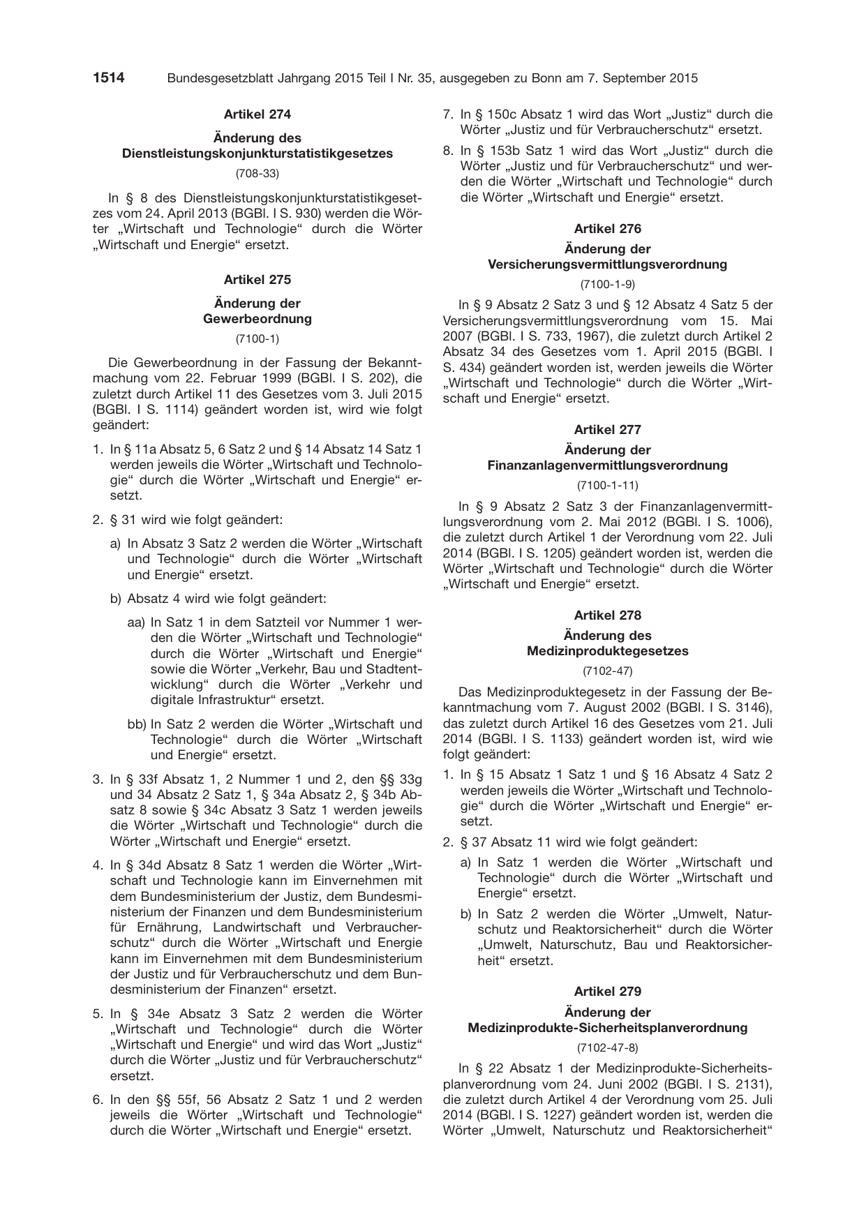 BGBl. 2015, Seite 1514 — Originalseite als Abbildung