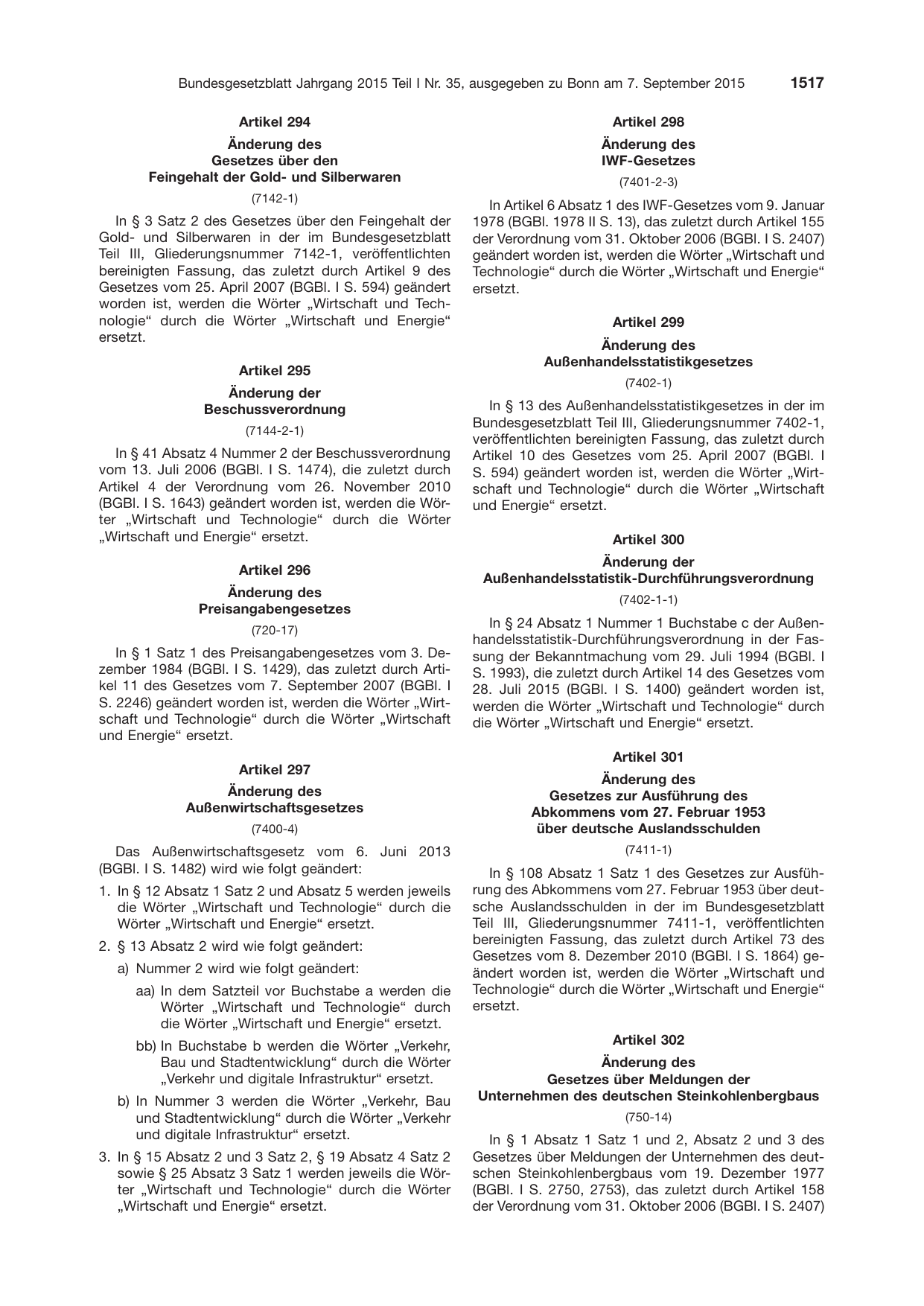 BGBl. 2015, Seite 1517 — Originalseite als Abbildung