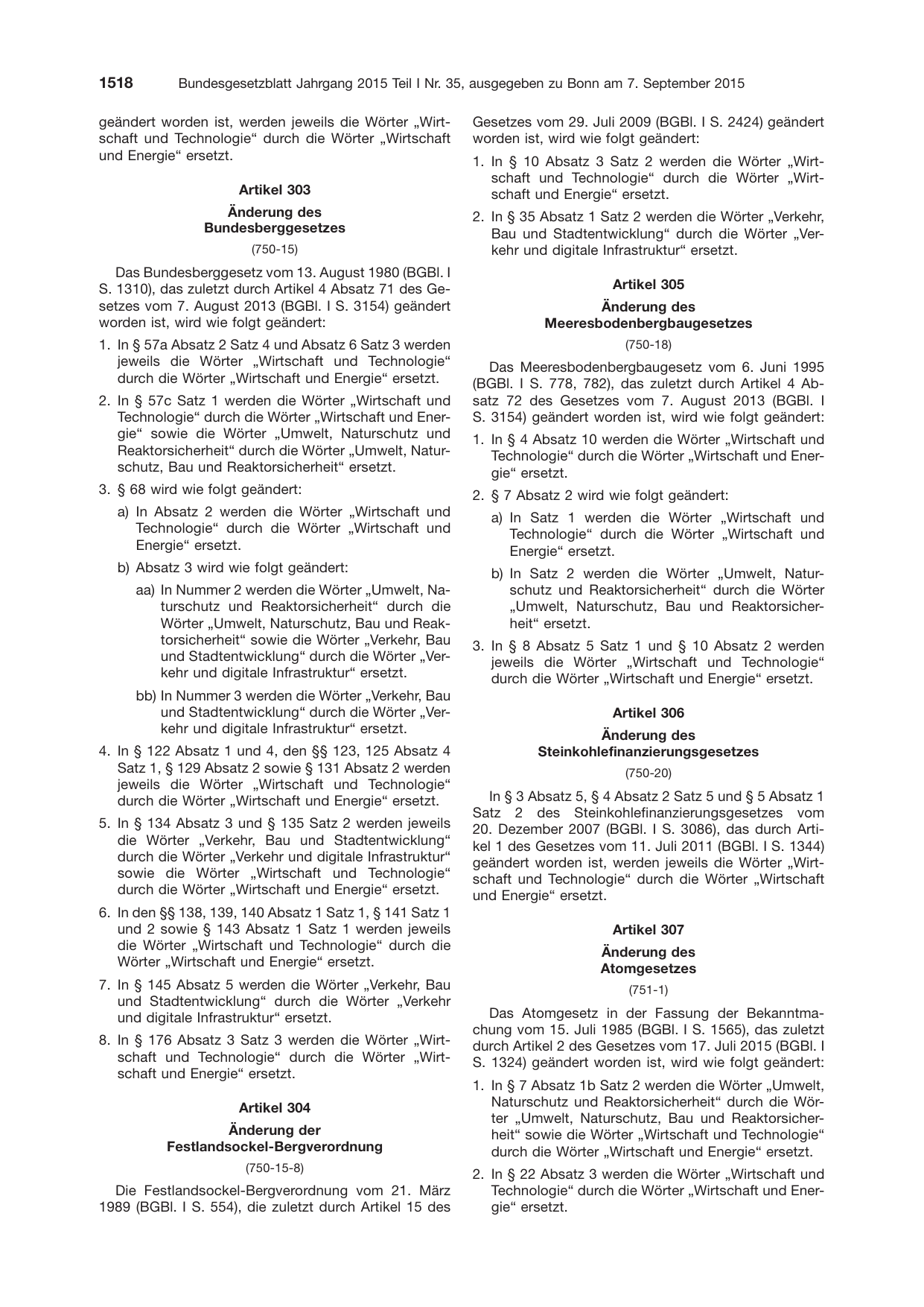 BGBl. 2015, Seite 1518 — Originalseite als Abbildung