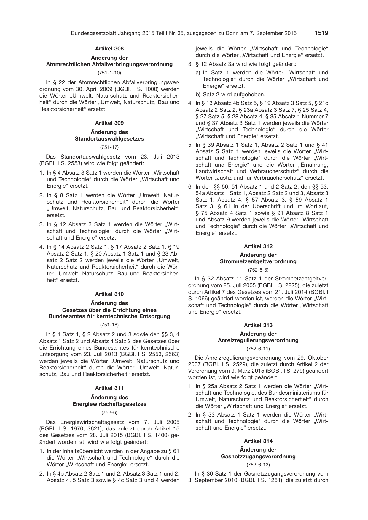 BGBl. 2015, Seite 1519 — Originalseite als Abbildung