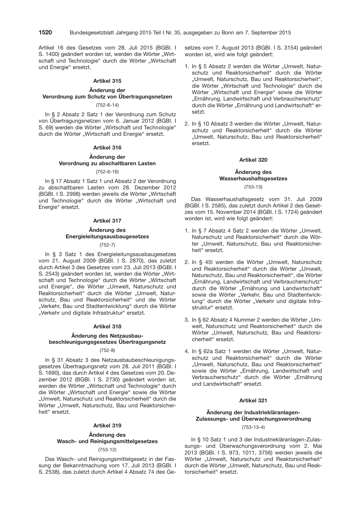 BGBl. 2015, Seite 1520 — Originalseite als Abbildung