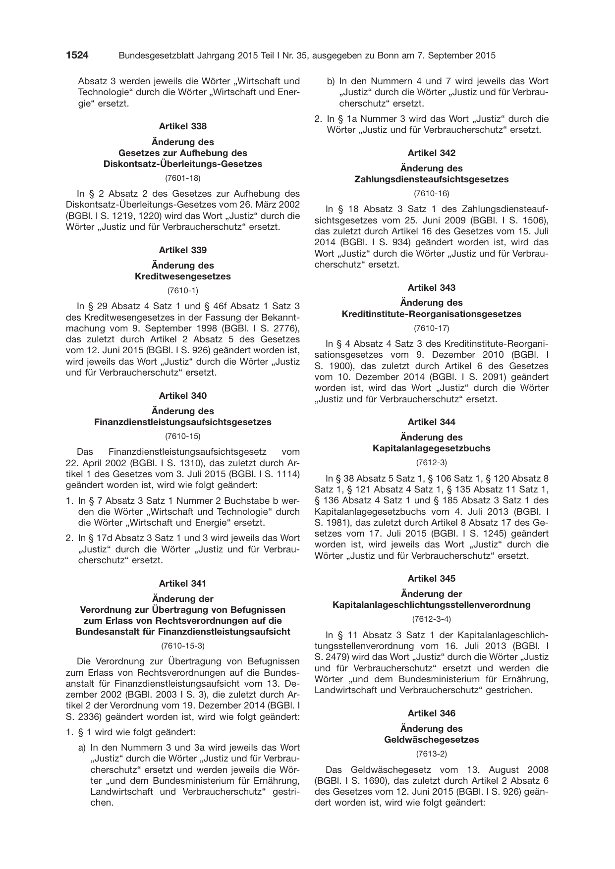 BGBl. 2015, Seite 1524 — Originalseite als Abbildung