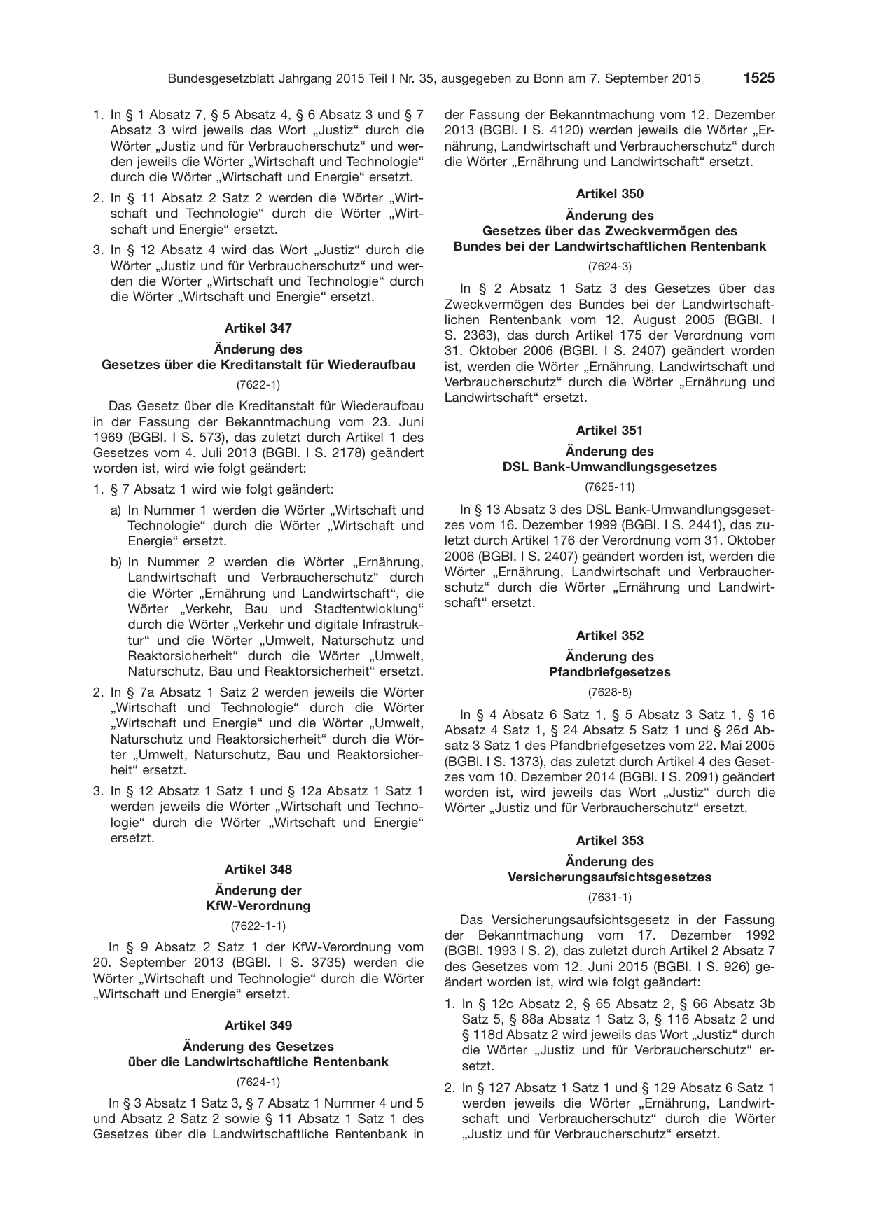 BGBl. 2015, Seite 1525 — Originalseite als Abbildung