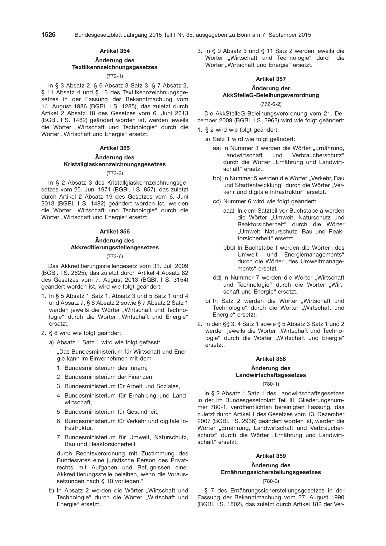 BGBl. 2015, Seite 1526 — Originalseite als Abbildung
